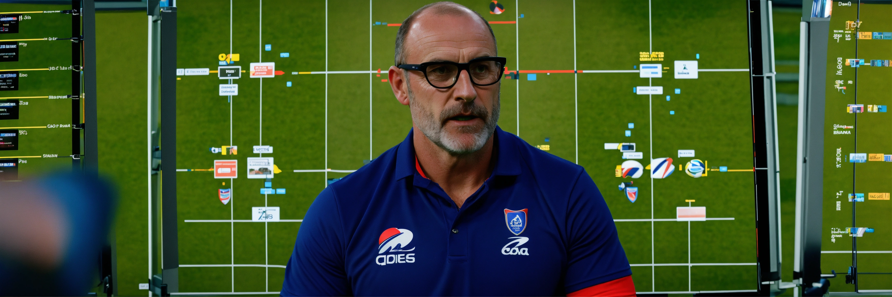 Lexica Portrait of a french rugby coach wearing a pair of oversized