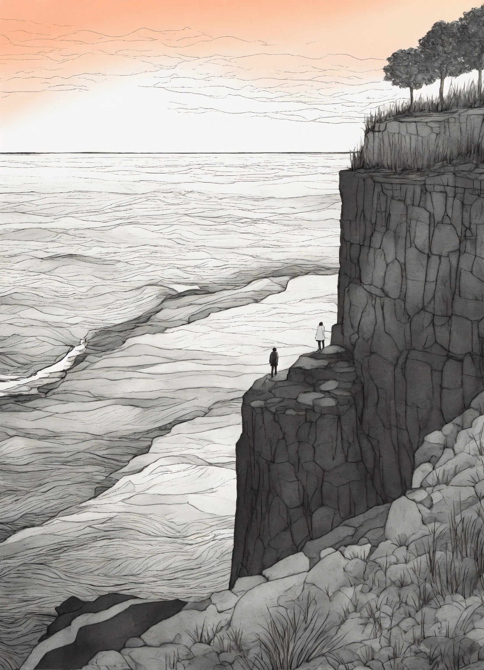 Lexica - Create a picture with a People standing on a cliff and ...