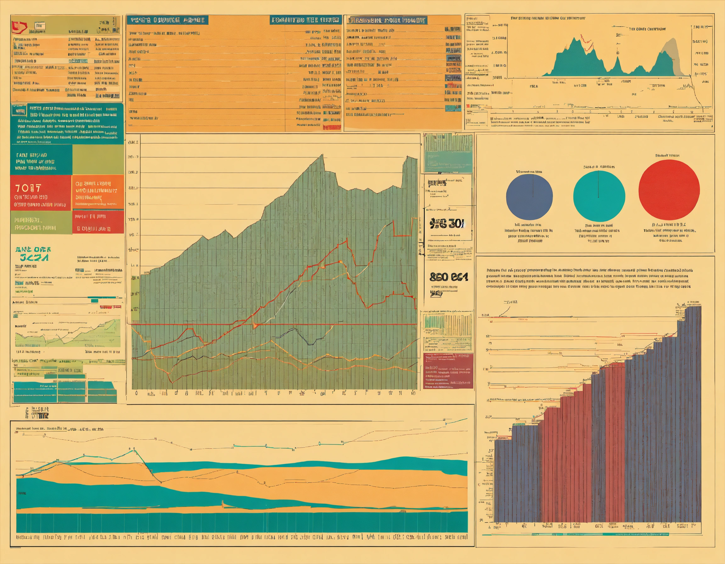 Lexica - Many charts and graphs in dynamic color, vintage magazine ...