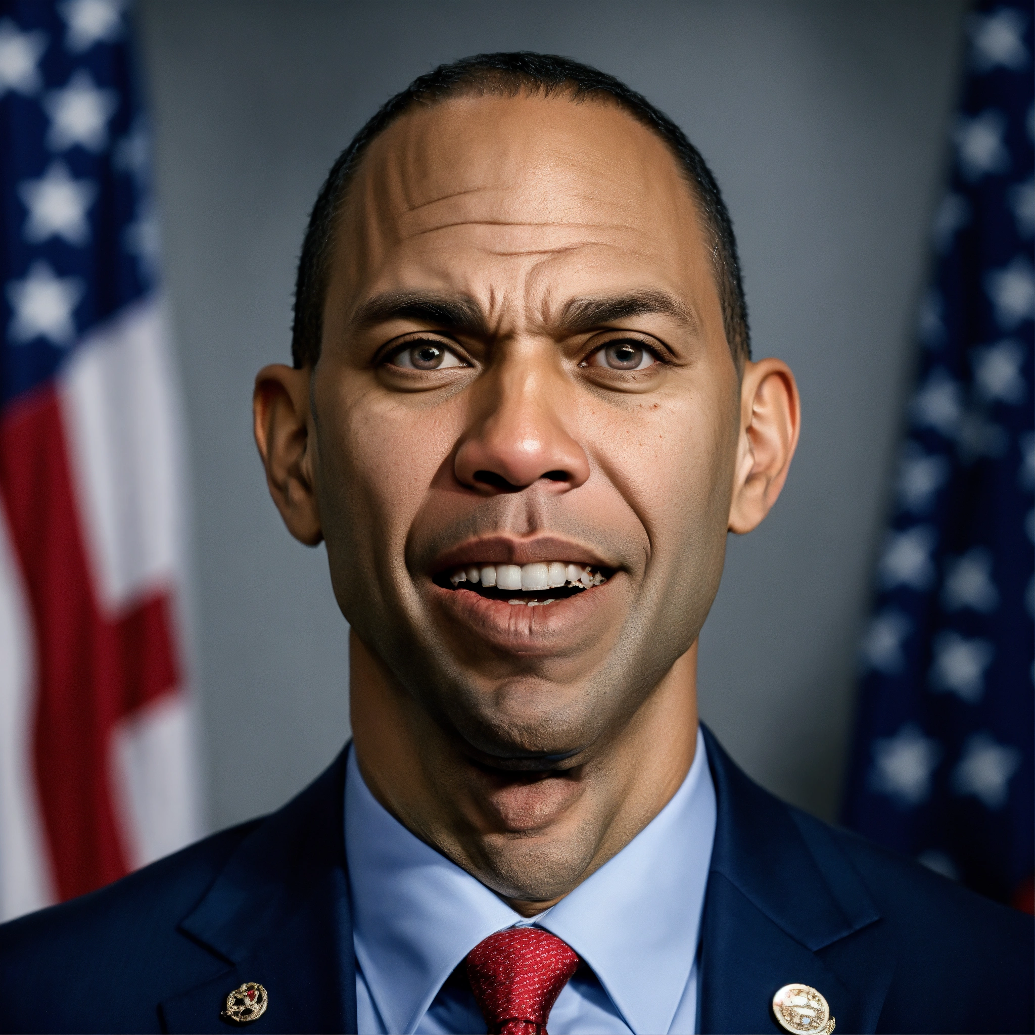 Lexica - SENATOR HAKEEM JEFFRIES SILVERY-BLUE EYES, ANGRY, MAD YELLING ...