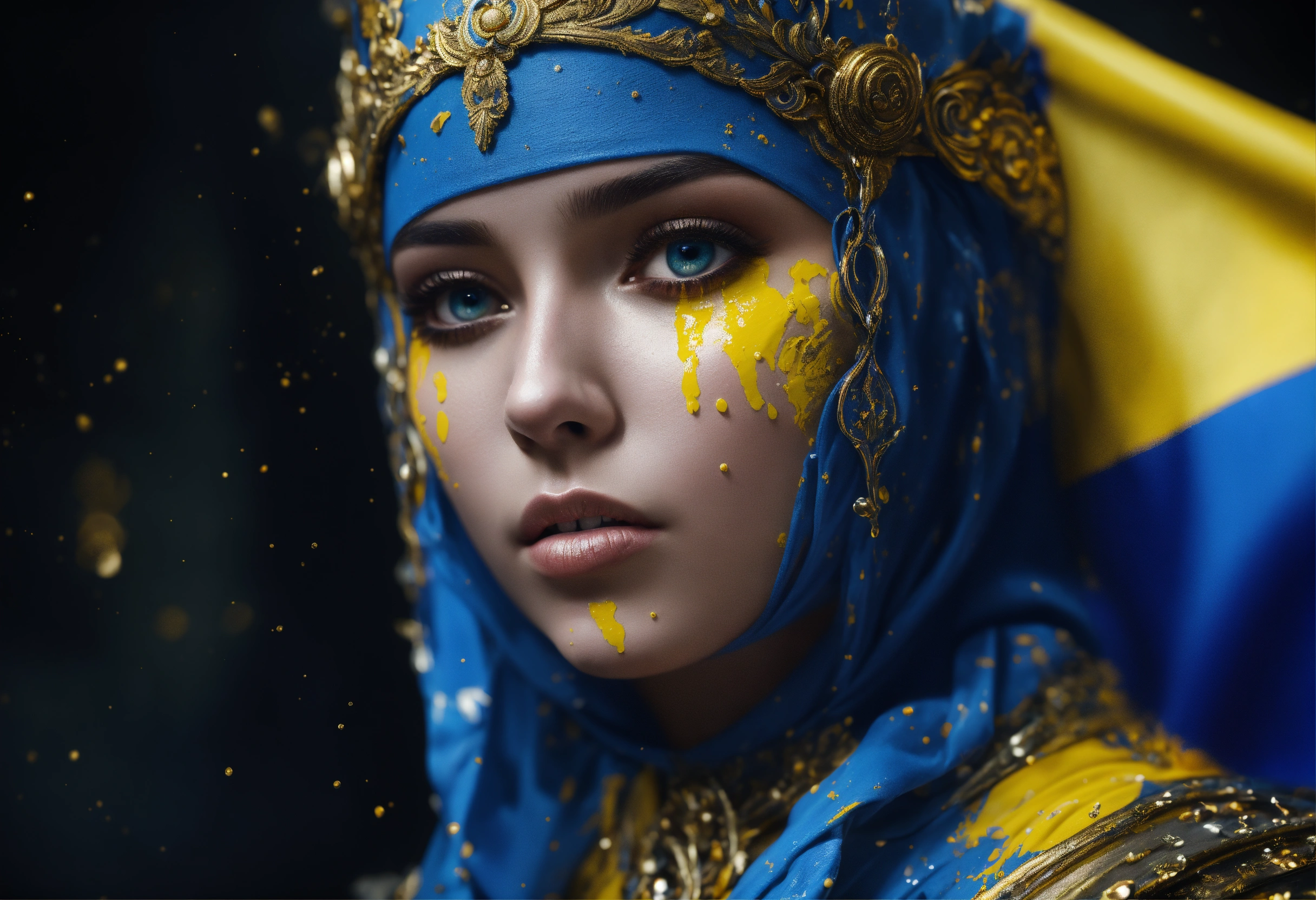 Lexica - ((a flag of Ukraine)), Detailed Brave Gorgeous Full Face ...