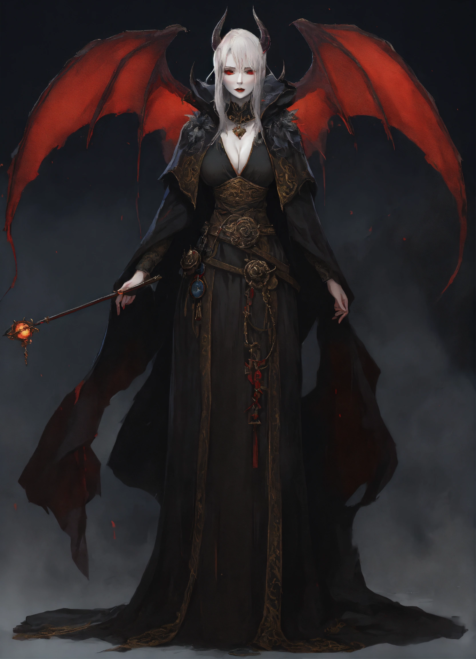 Lexica - A demon female, old with pale skin in a black robe