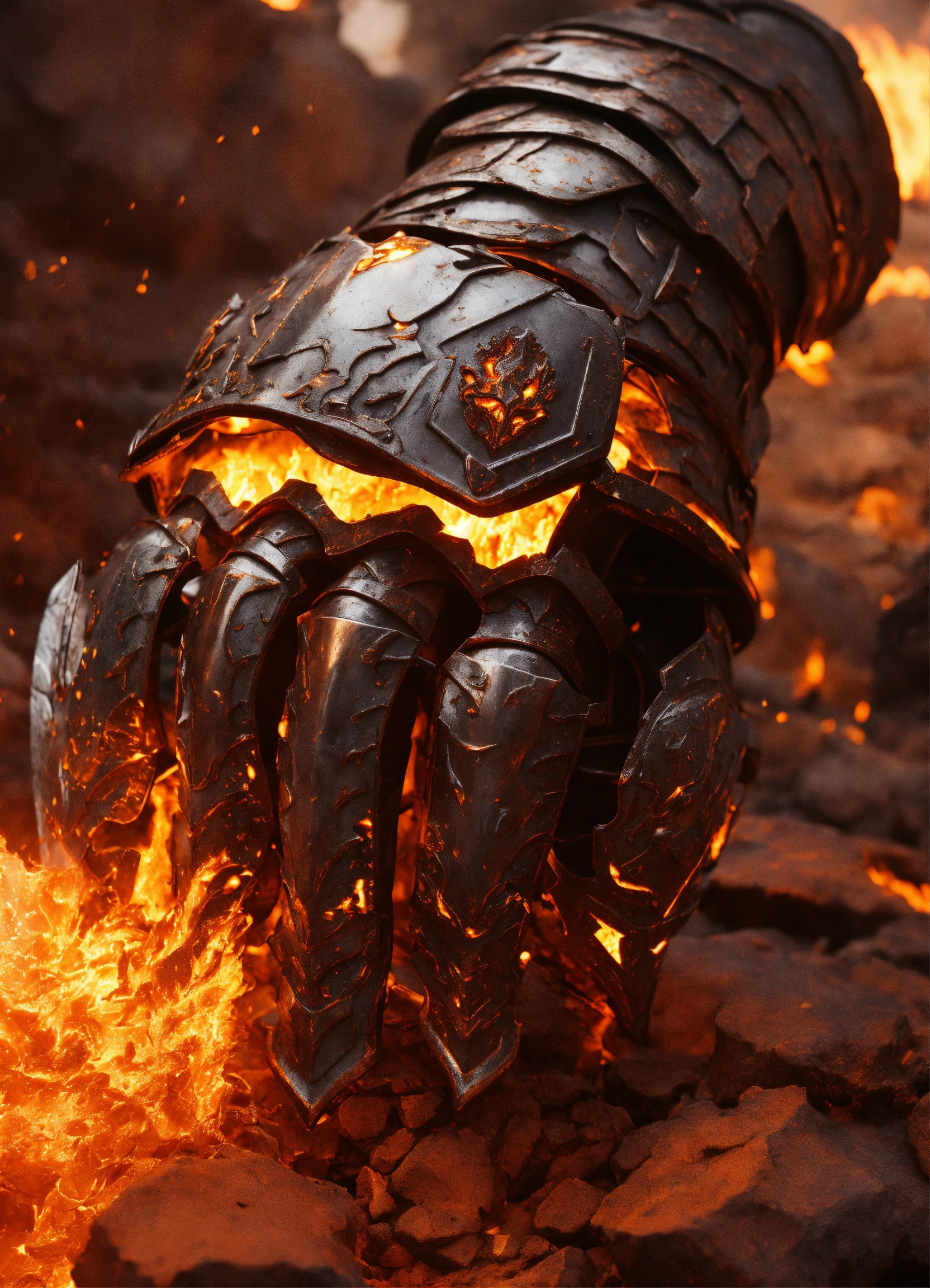 Lexica - Armor, Gauntlet, glove, molten metal that looks like lava.