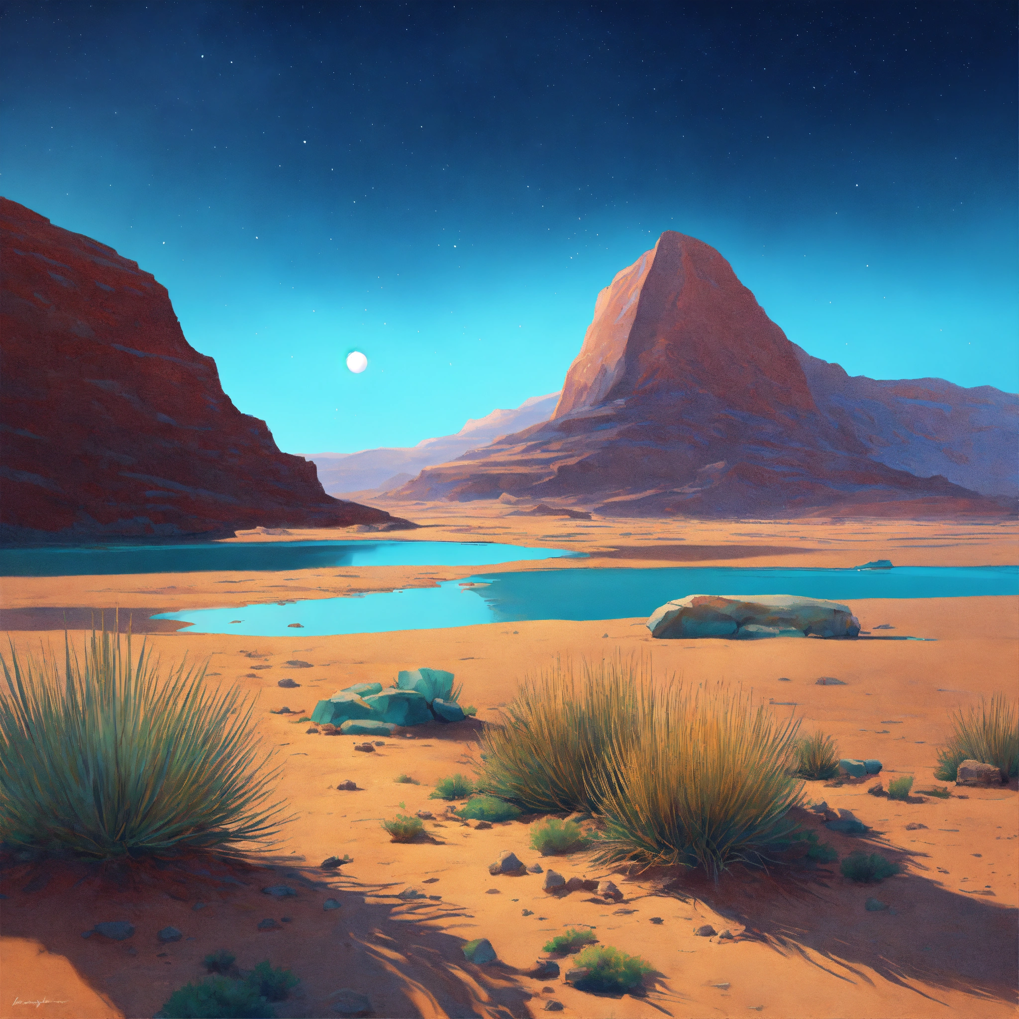 Lexica - A wallpaper painting of a barren desert landscape with an ...