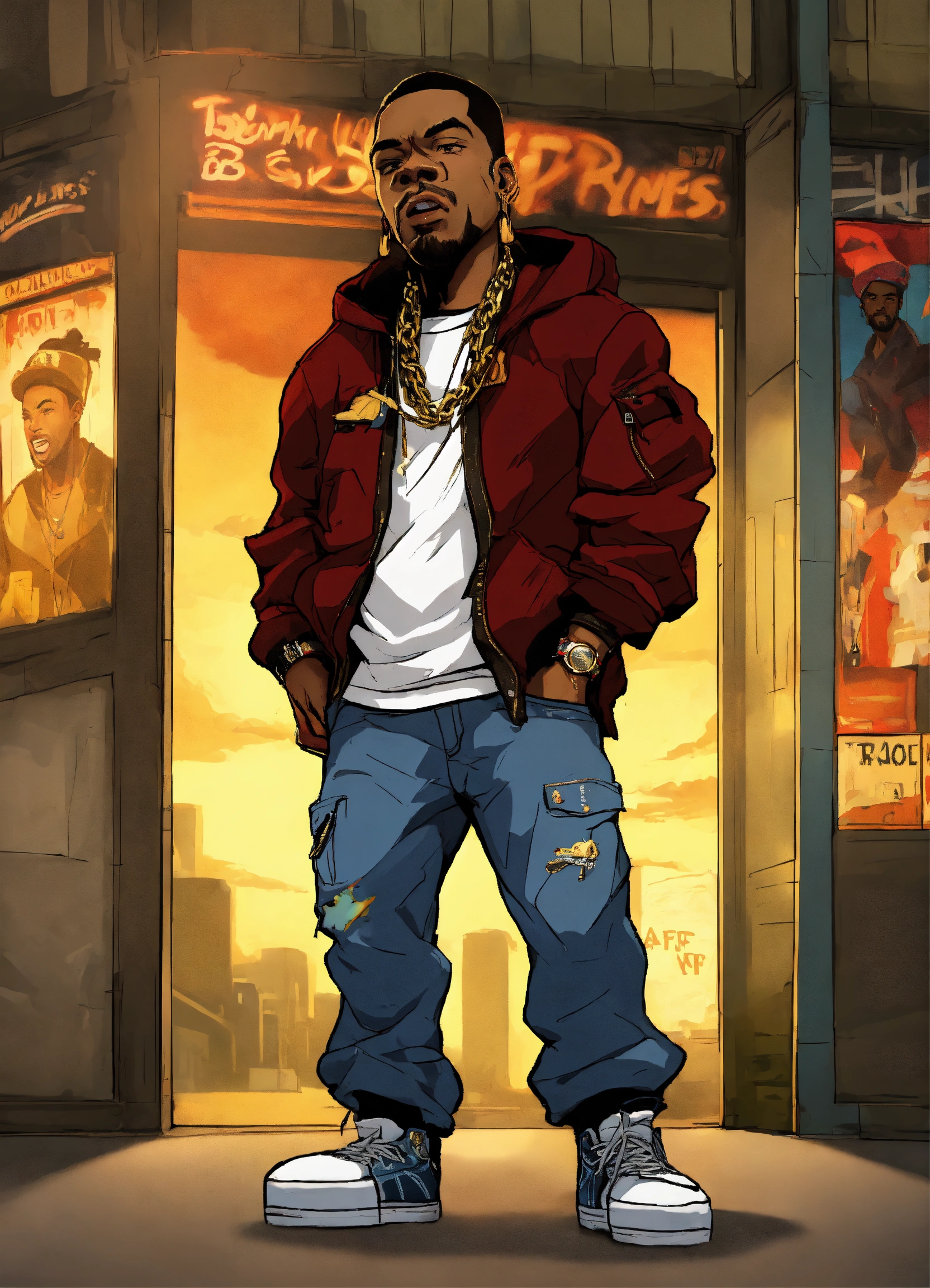 Lexica Hip hop art style busta rhymes boondocks full body