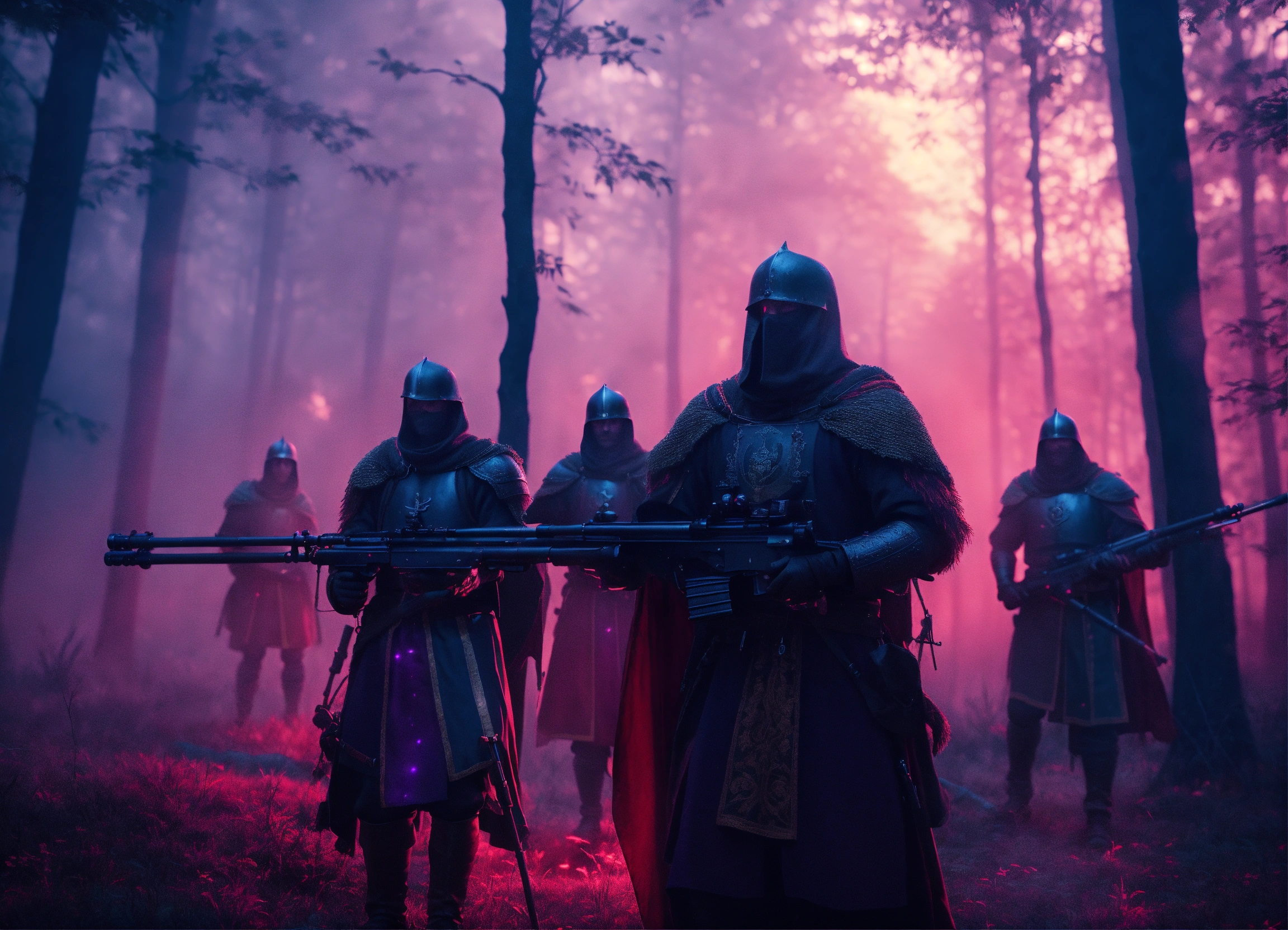 Lexica - Cinematic medieval Royal King and his knights holding sniper ...