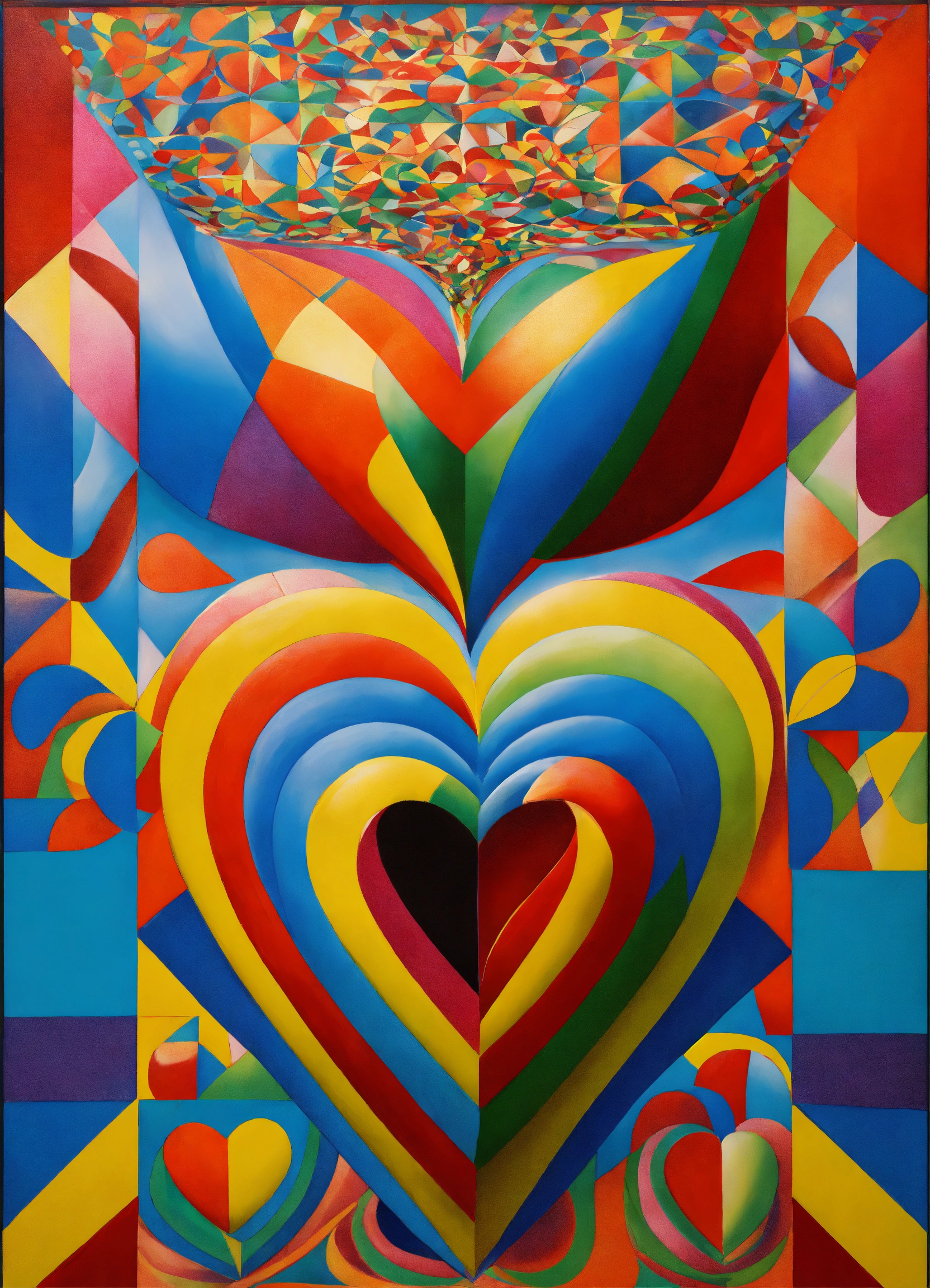Lexica - 2 love hearts symmetrically interchanging with geometric ...