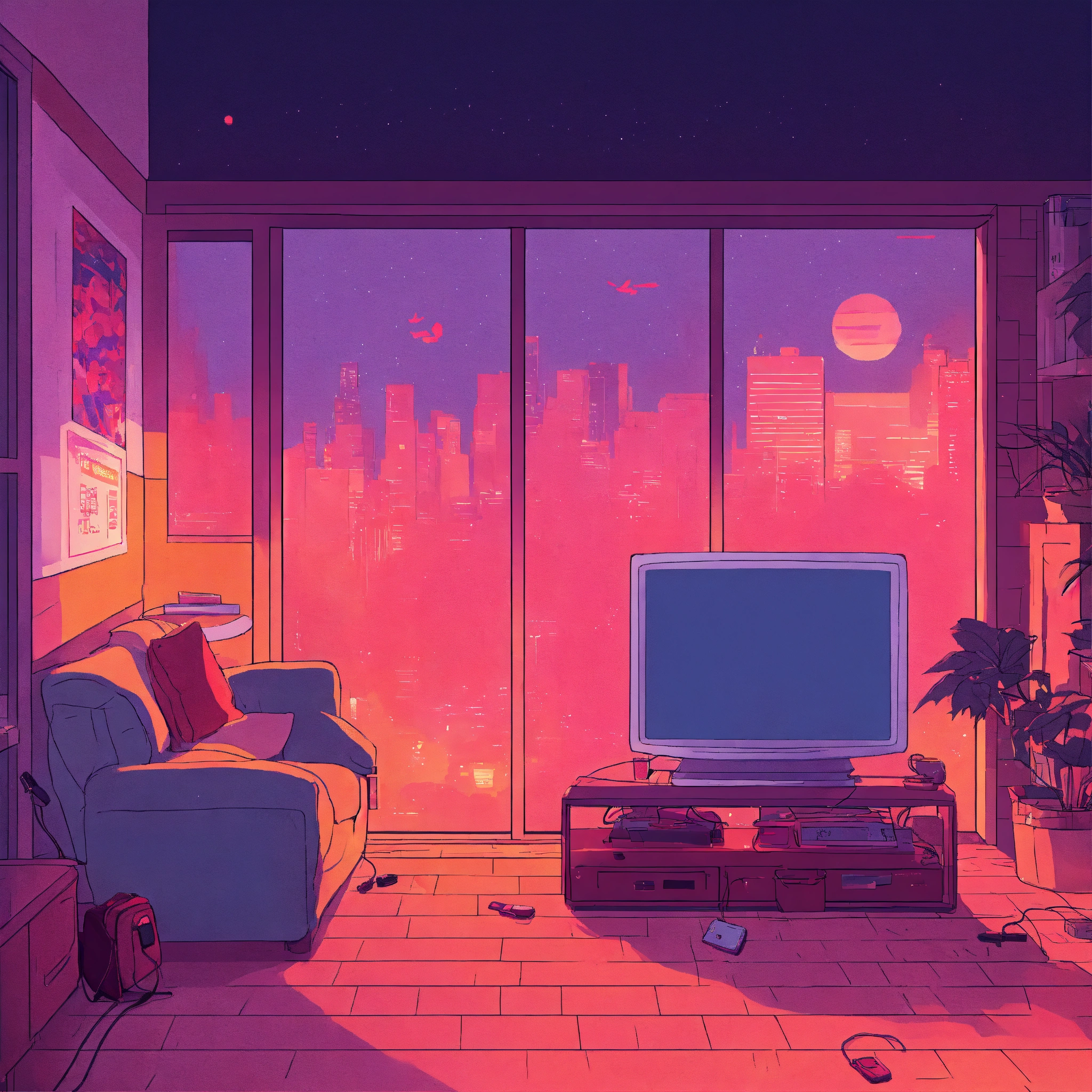 Lexica - Electric Dreams, cozy webpage background hero image for ...