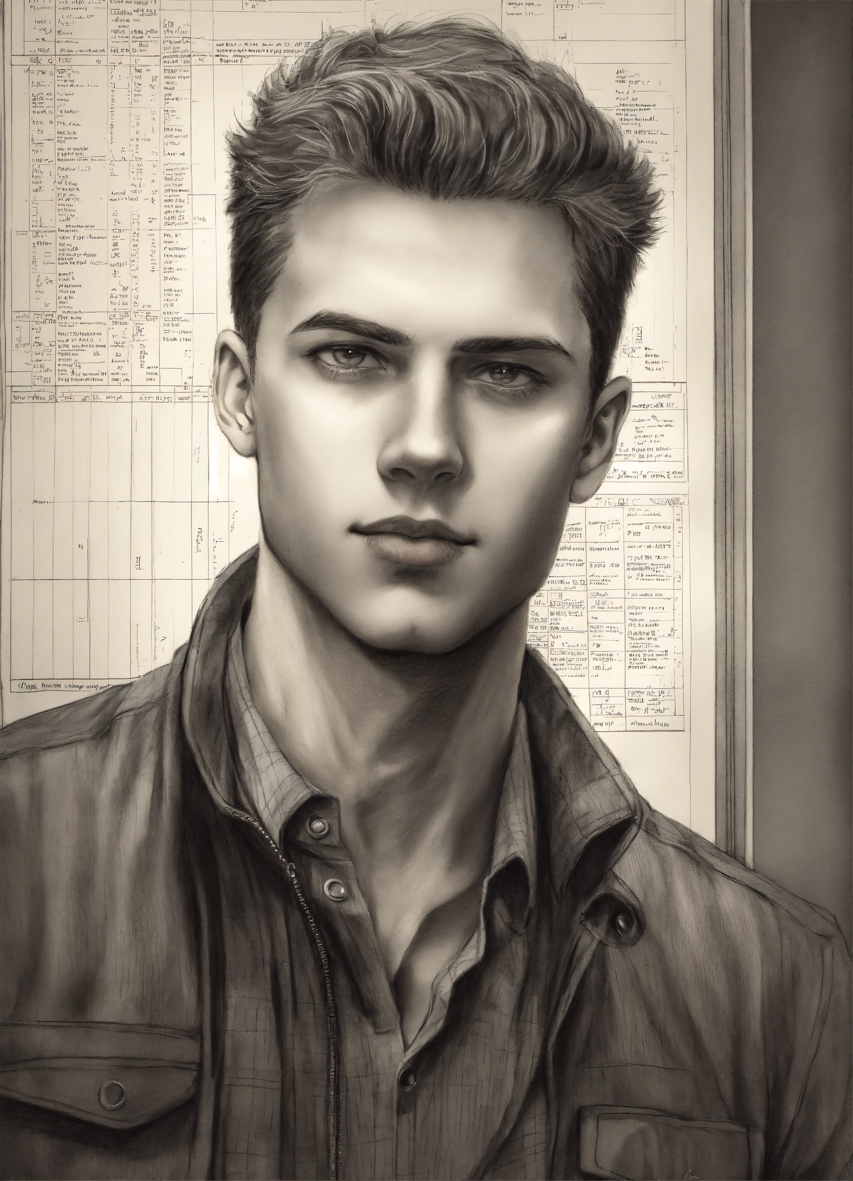 Lexica Pencil drawing of a strapping young man who is exceptionally