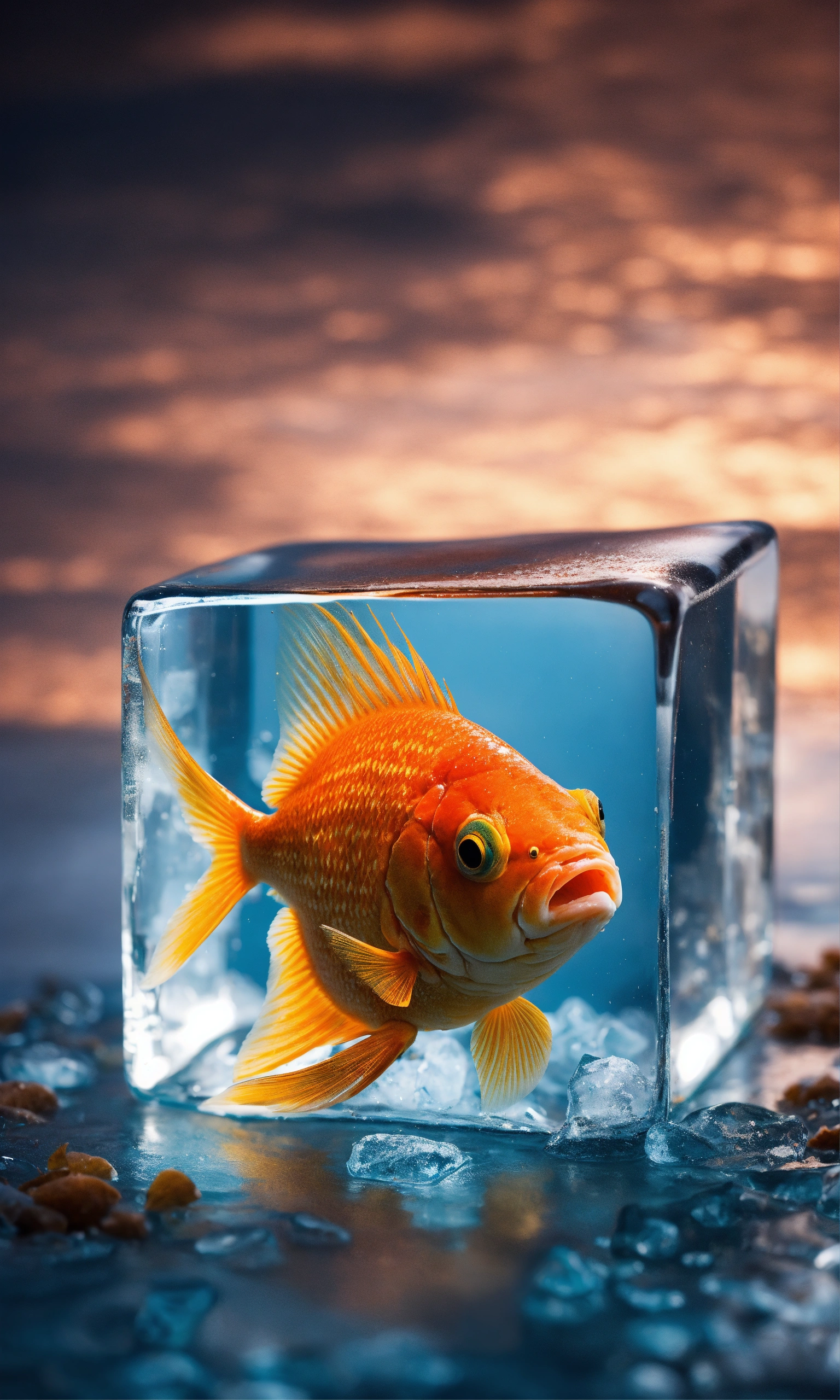 Lexica - A fish inside an ice cube