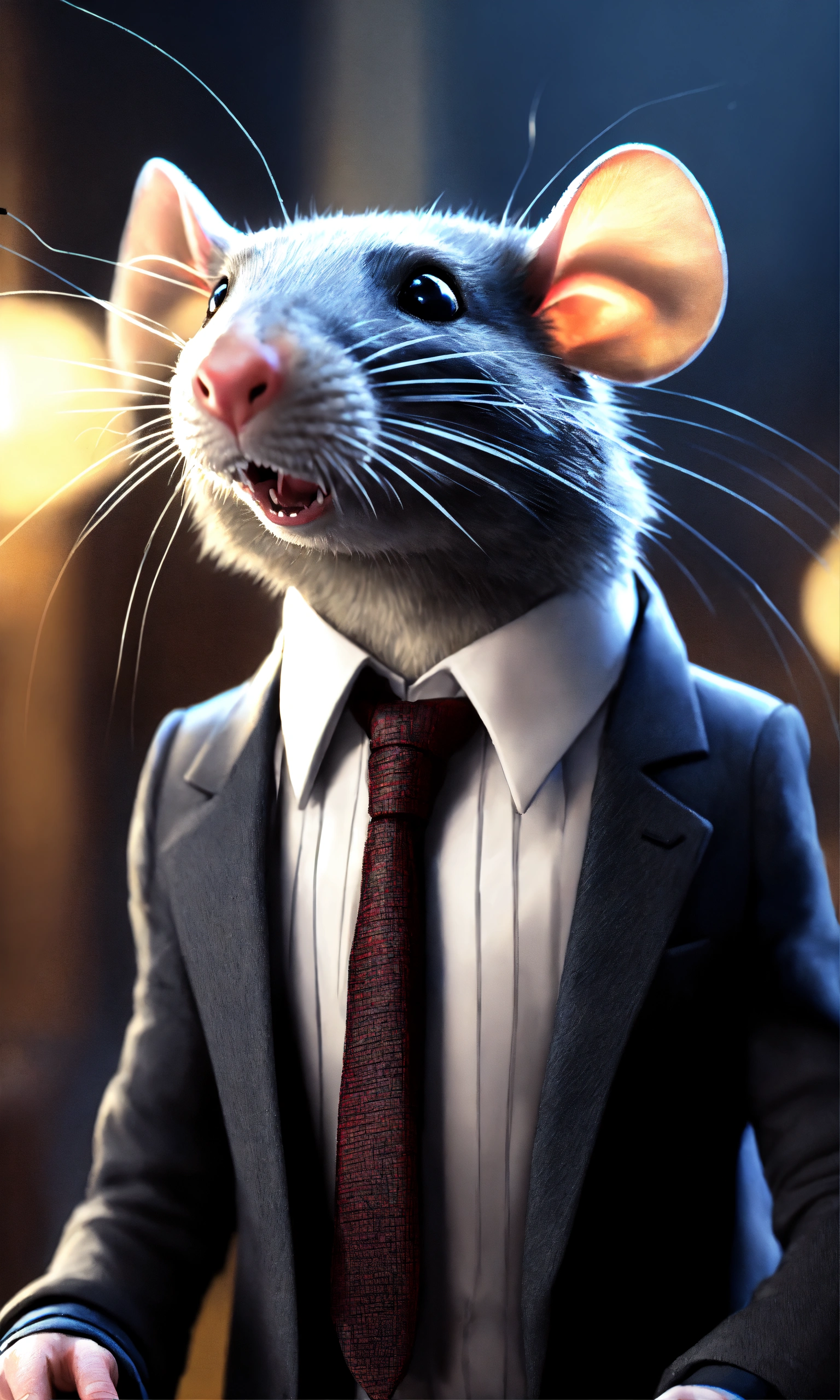 Lexica - Close up image of a rat, tilted to the right of a standing rat ...