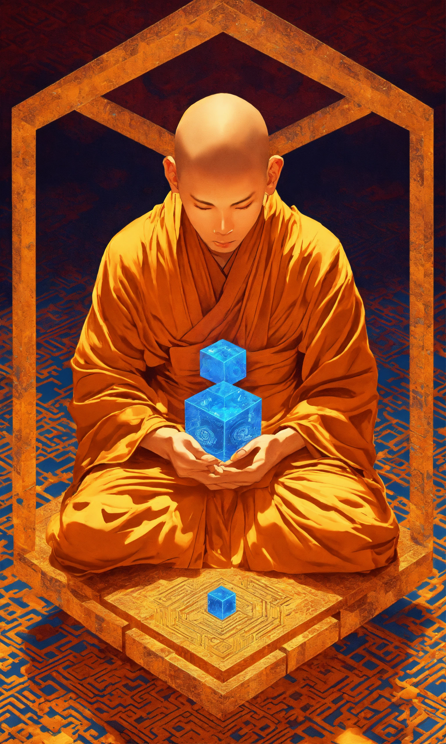 Lexica - Sitting Taoist monk tesseract body fractal three point ...