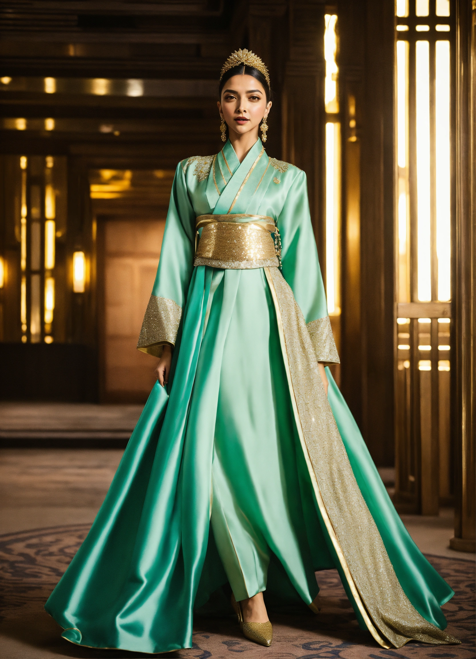 Lexica - Deepika glamorous sparkly Cleopatra inspired mint and gold ...