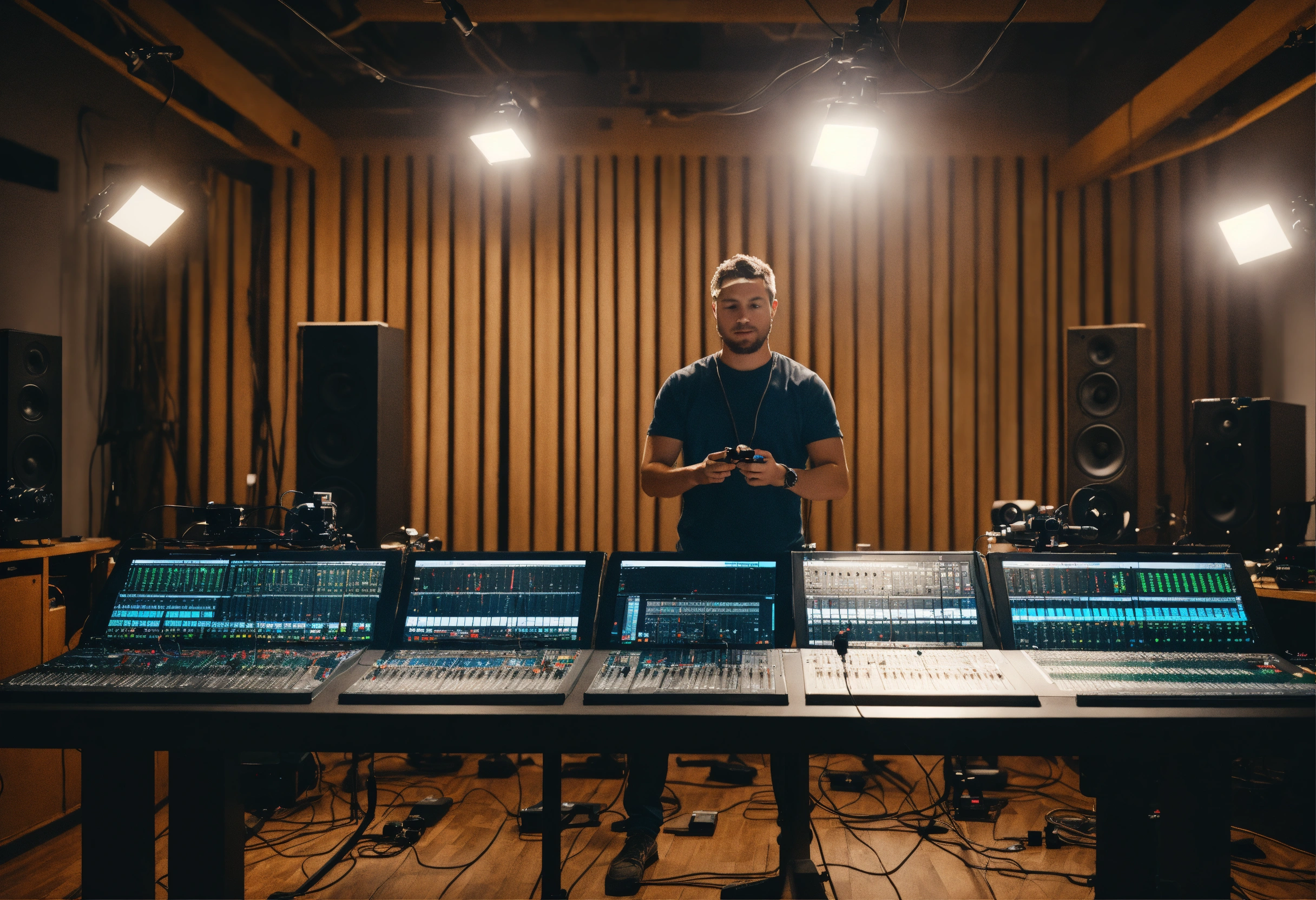 Lexica - The studio. In the center is an audio technician, who ...