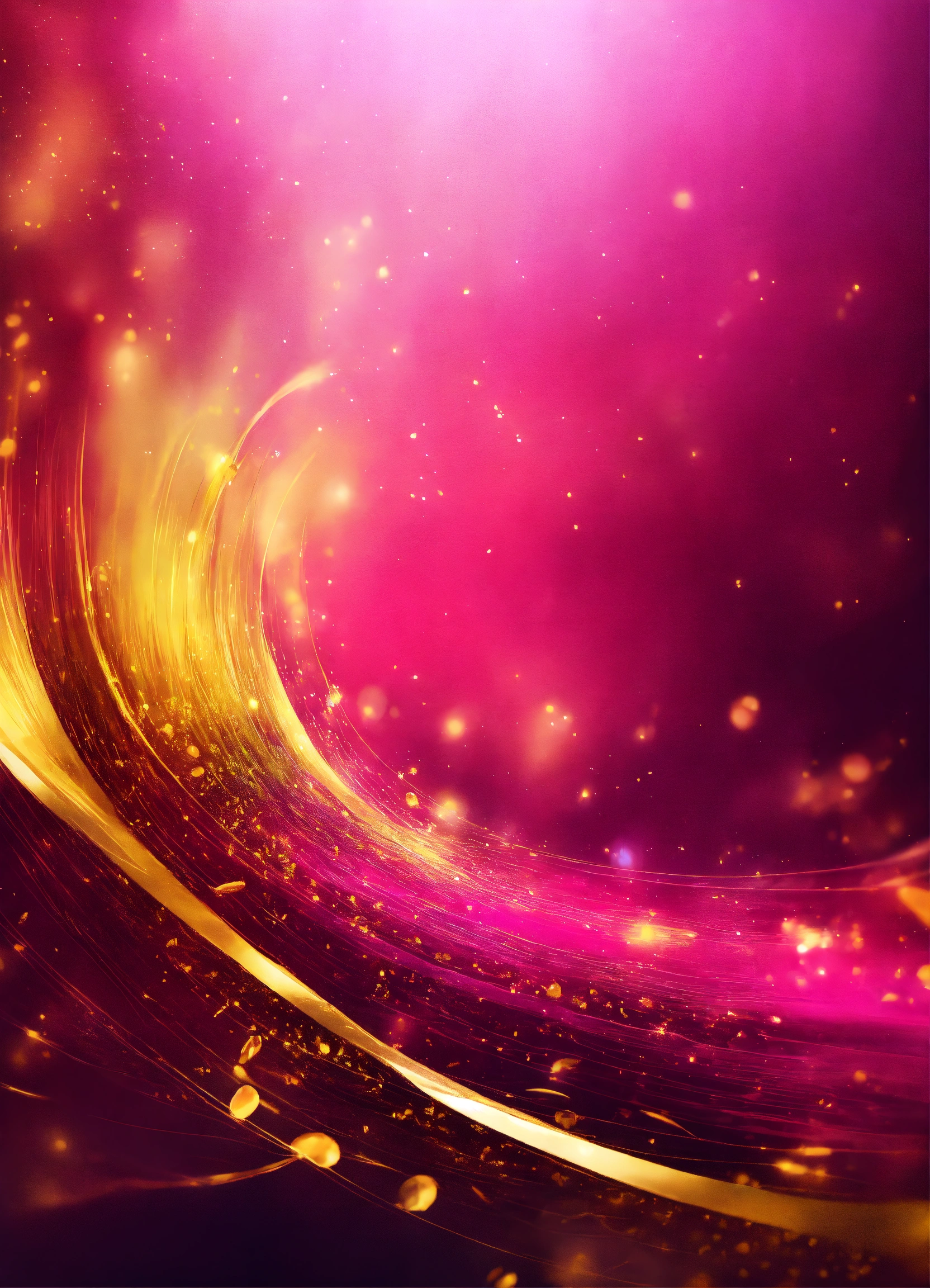 Lexica - Gold energy flow, dark pink, colorful, magical, backround