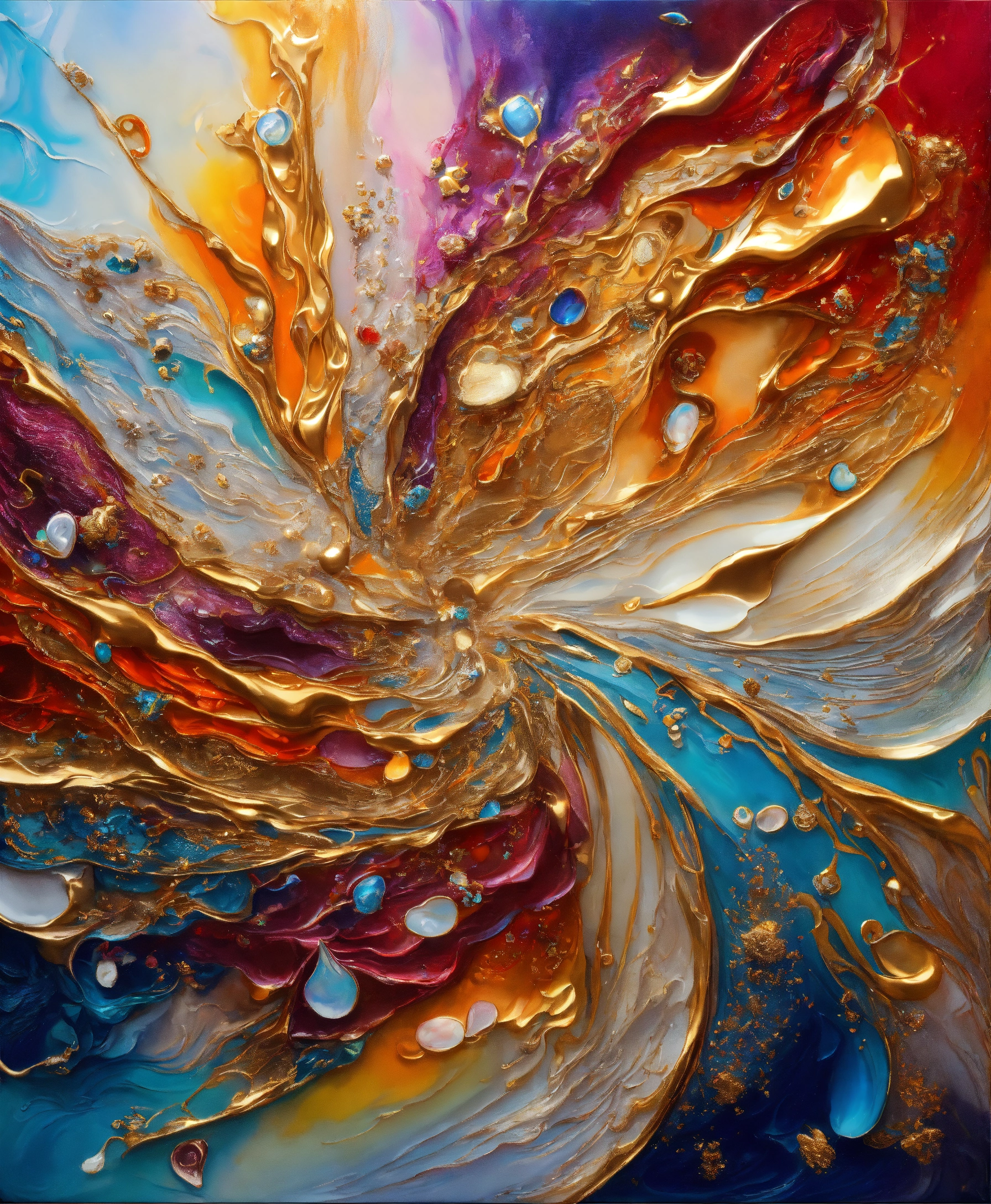 Lexica - Colorful abstract painting oil and water complex complicated ...
