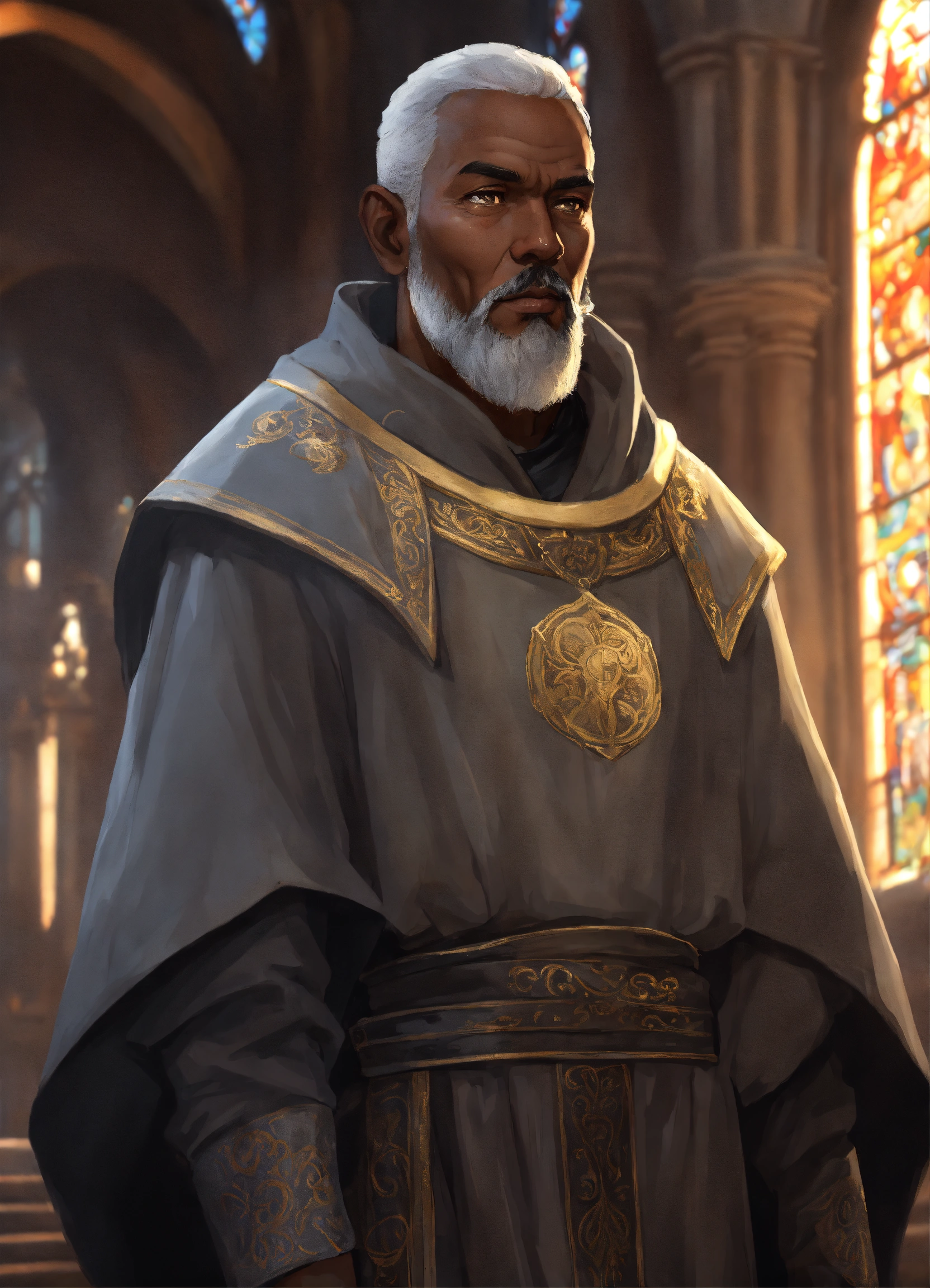 Lexica - Old man wearing gray and black monastic robes, gray short hair ...