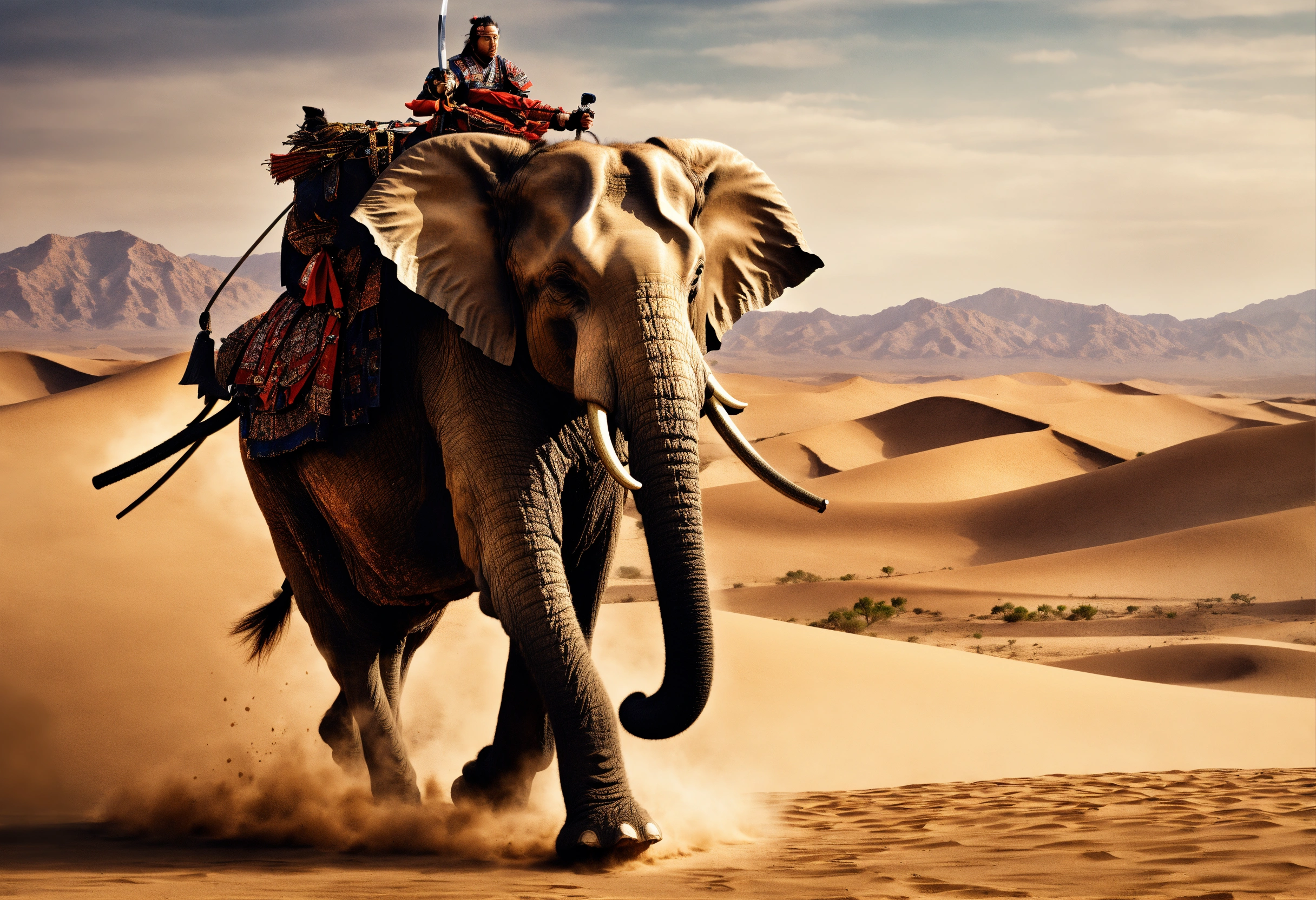 Lexica - Elephant samurai. Desert. Hyper realistic.
