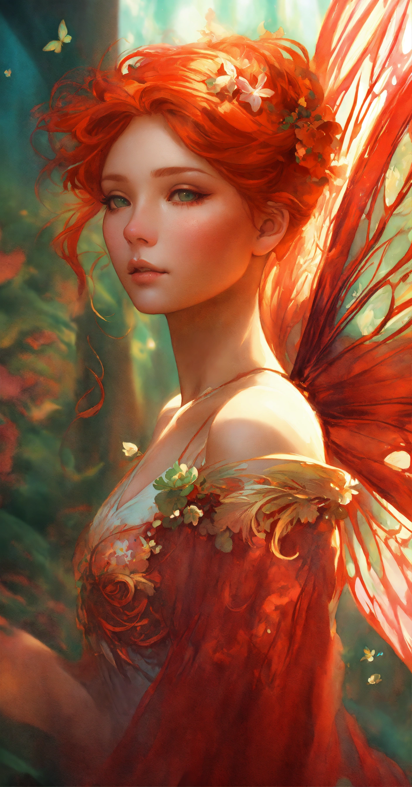 Lexica - A radiant red-haired fairy by Ross Tran!!! And Alphonse Mucha ...