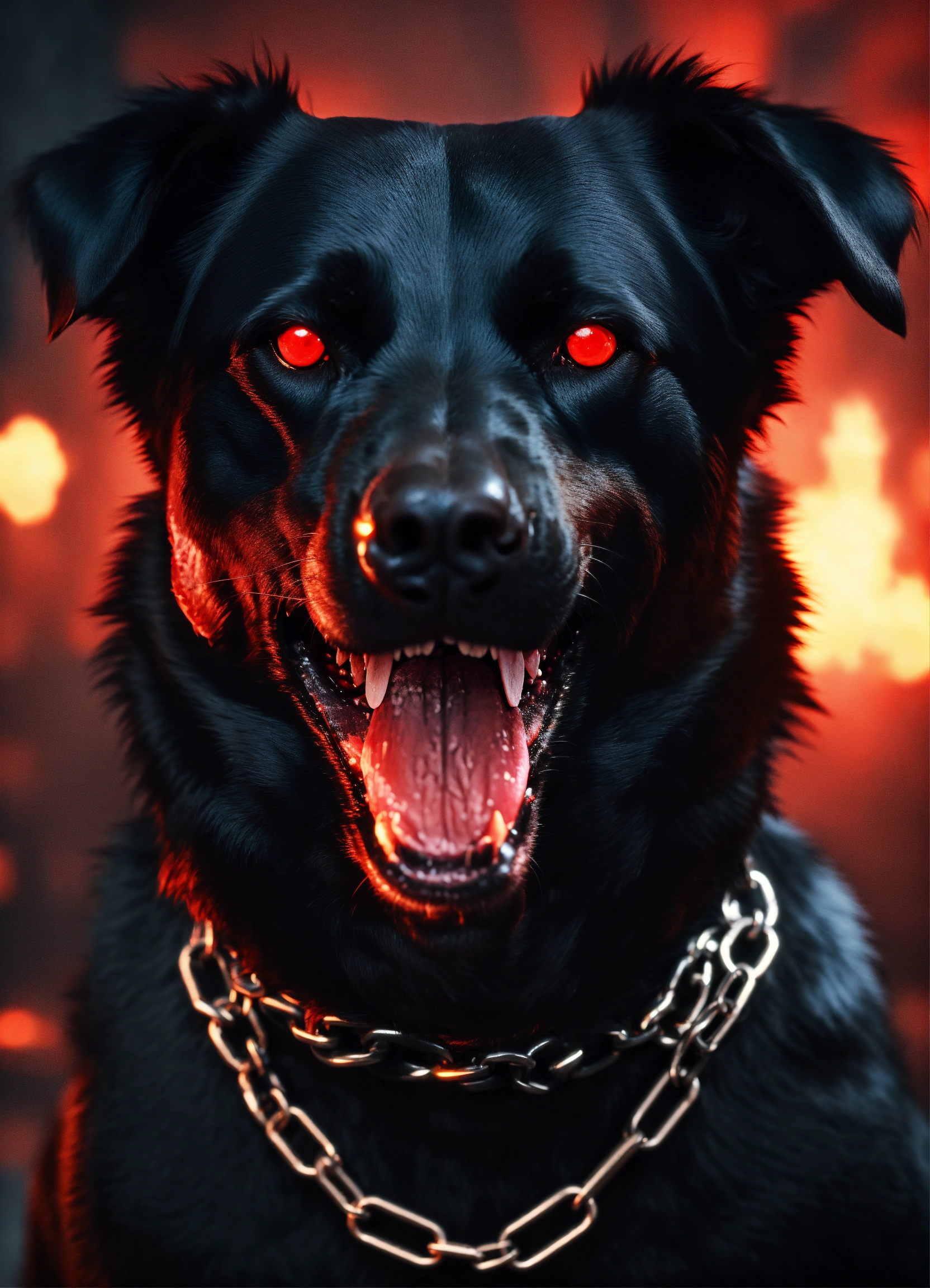 Lexica - Evil angry growling black dog foaming at the mouth, wearing a ...
