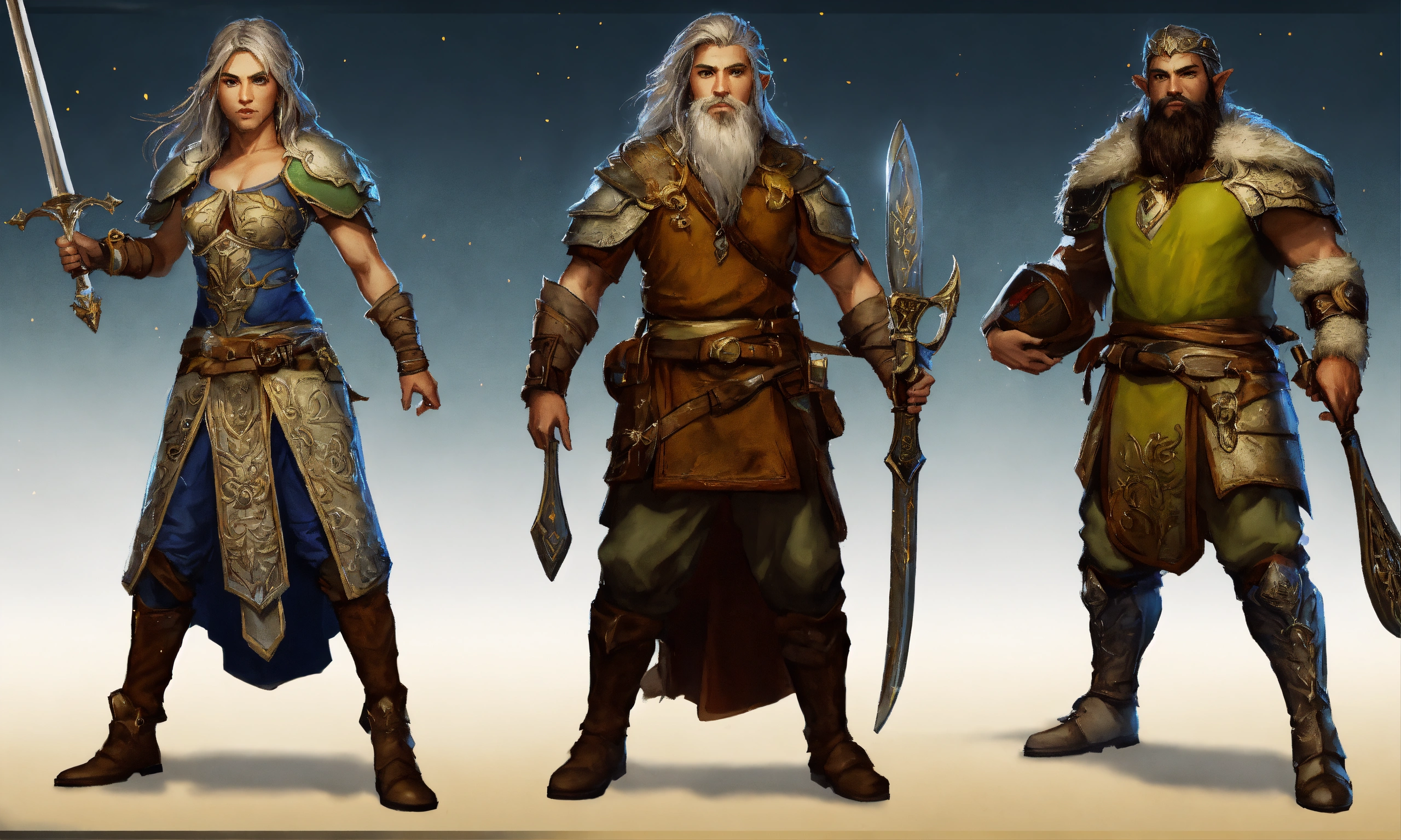 Lexica Four Heroes Female Elvish Cleric Male Human Warrior Hobit Rogue Dwarf Berserker