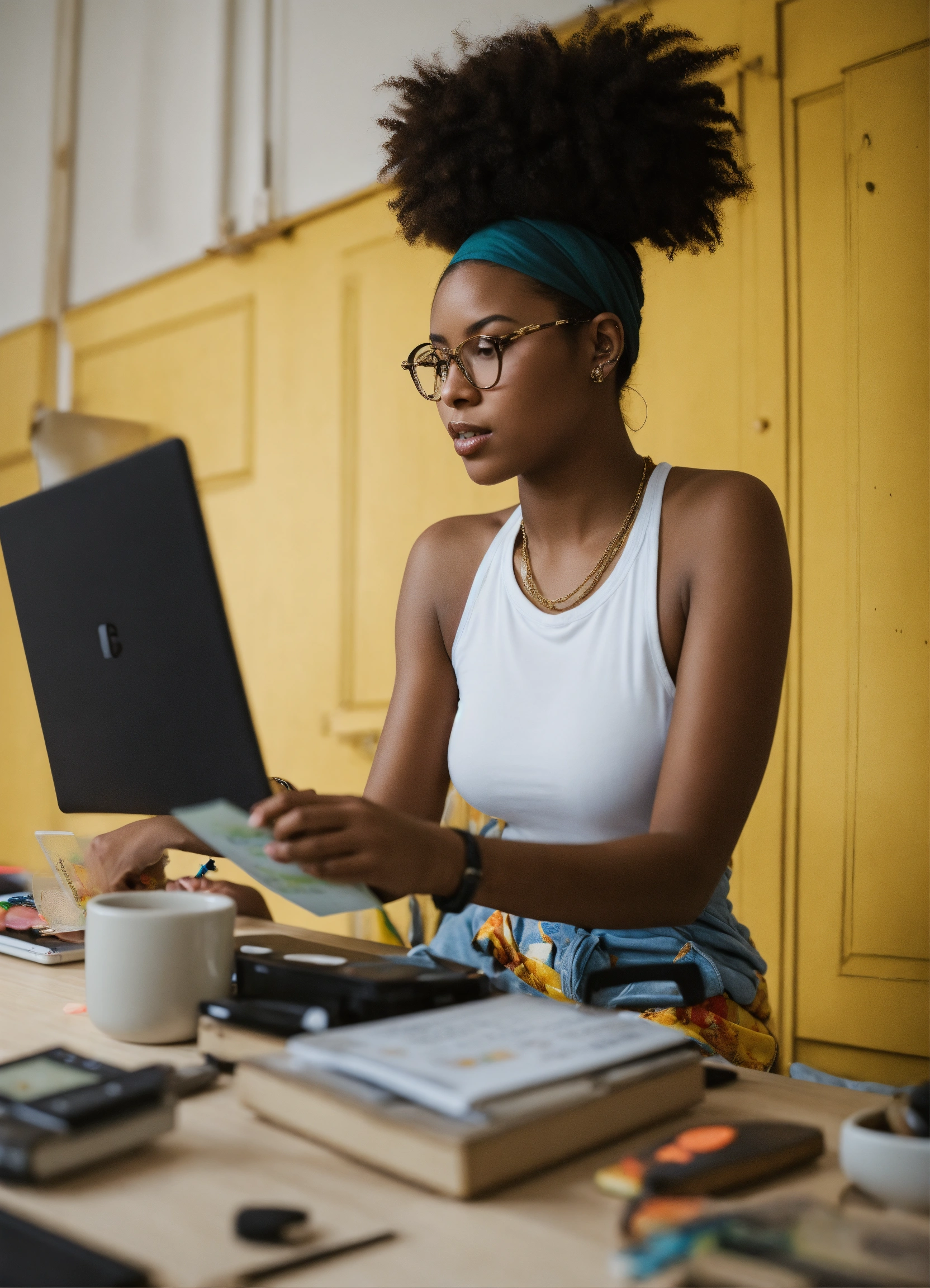 Lexica - Woman of color multitasking