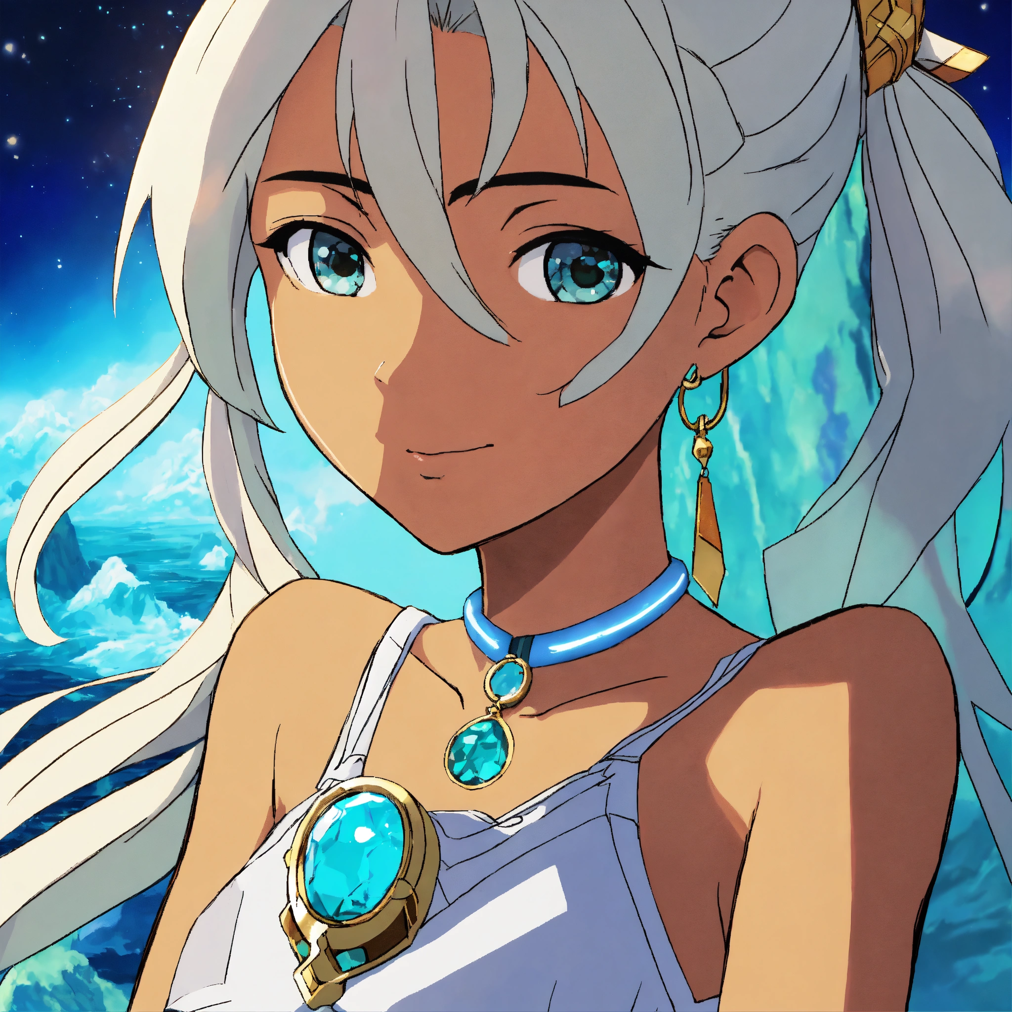 Lexica - A anime girl similar to kida of atlantis movie with his pendant  shining in anime style