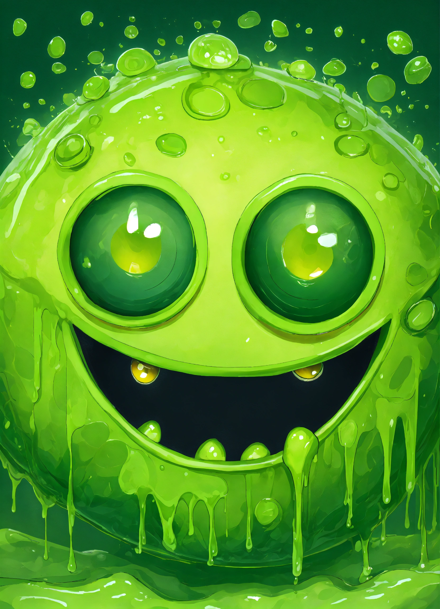 Lexica - Green slime with eyes, mouth, 2 ears, smile