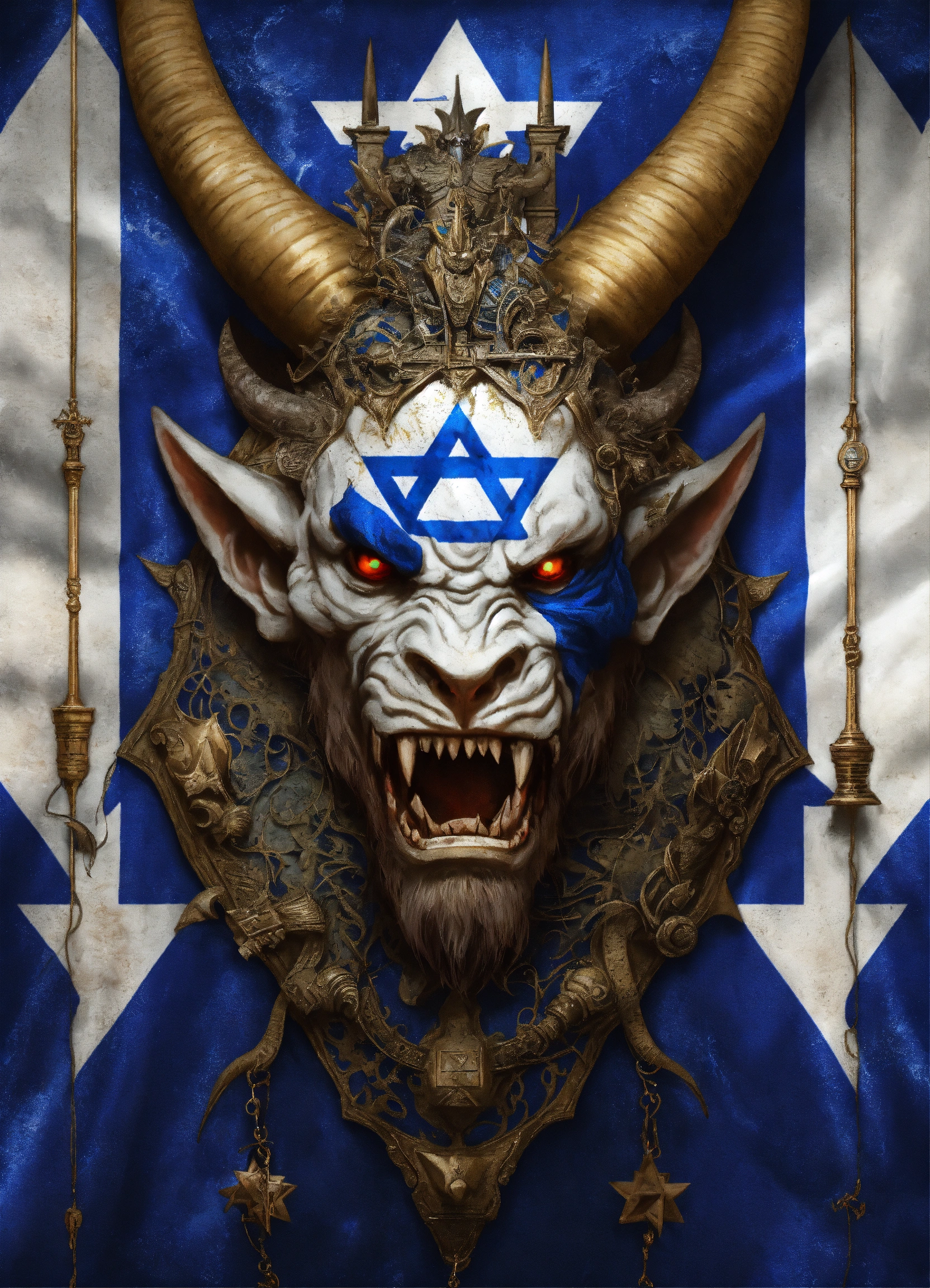 Lexica - Evil demonic Israel demon with an Israeli flag beast with an ...