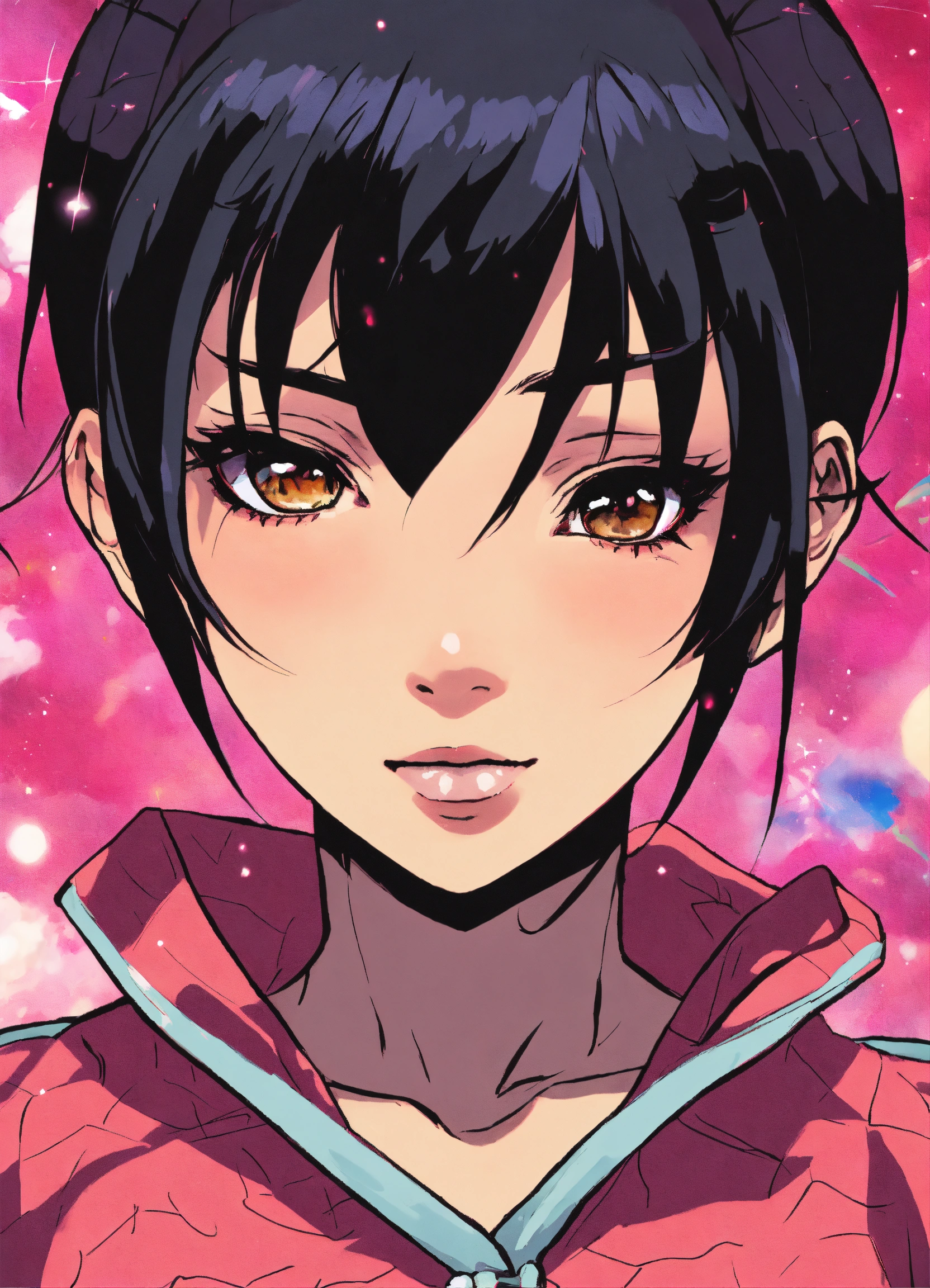 Lexica - A transgender woman with emo cut black hair, streak in front of  her eyes, in magical girl tiger mode, in the style of the manga 