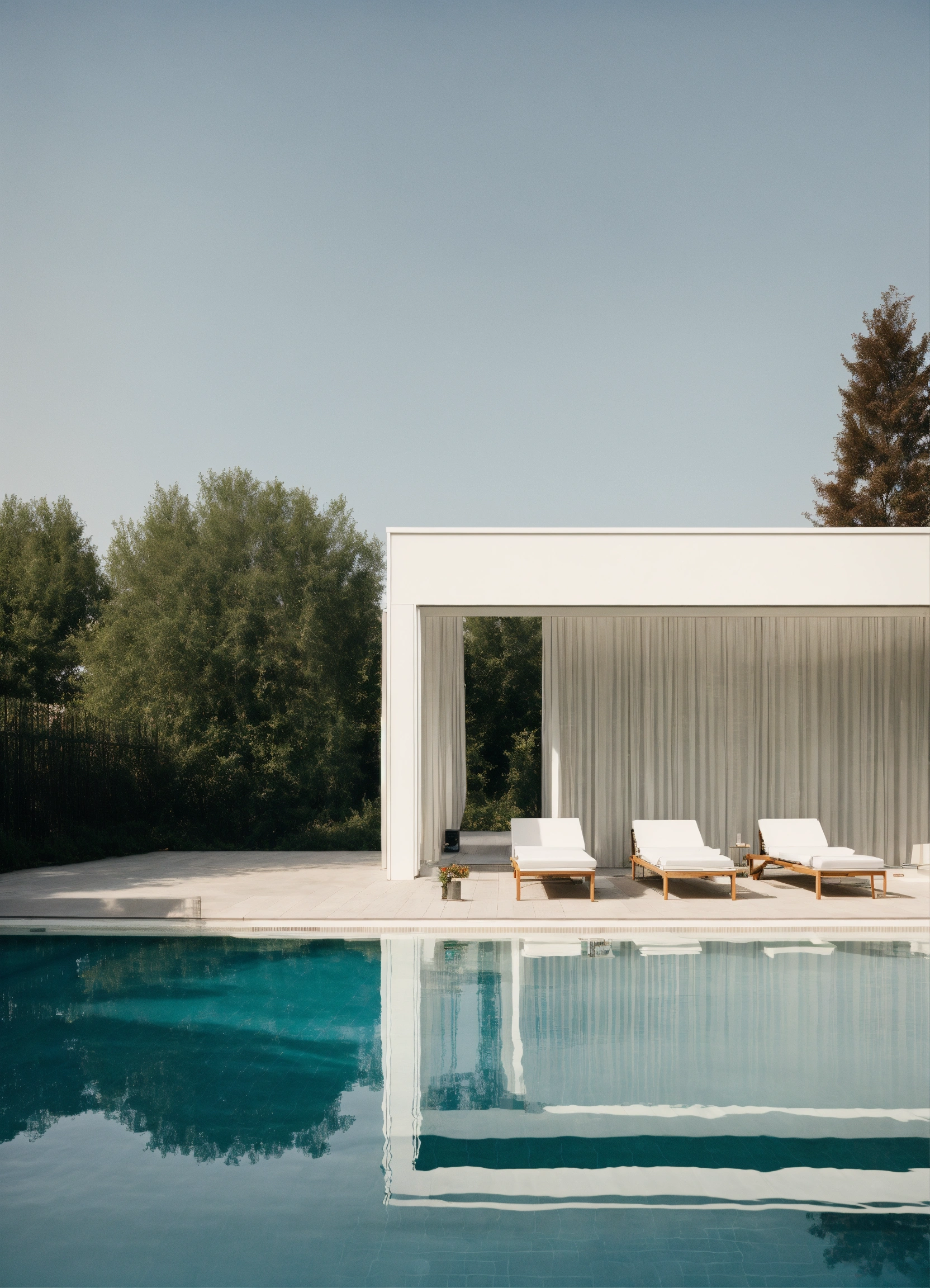 Lexica - Outdoor swimming pool ussr interior design minimalism white color