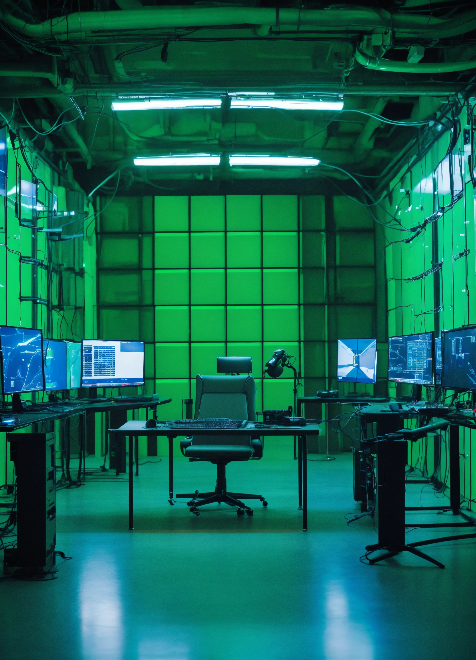 Lexica - Technologic big room with computer walls with wires and ...