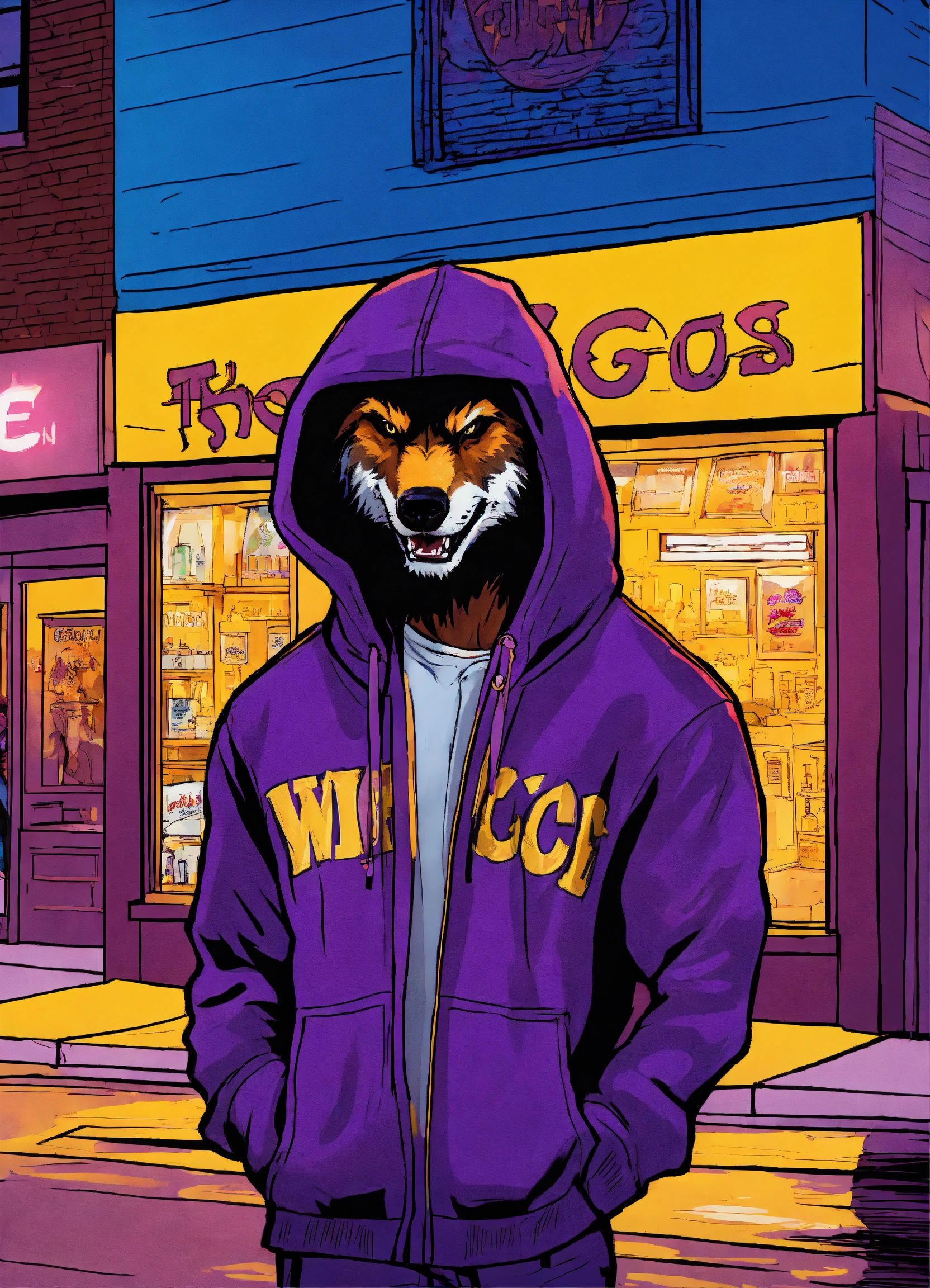 Lexica - Werewolf wearing hoodies and baseball cap purple ,gold chain ...