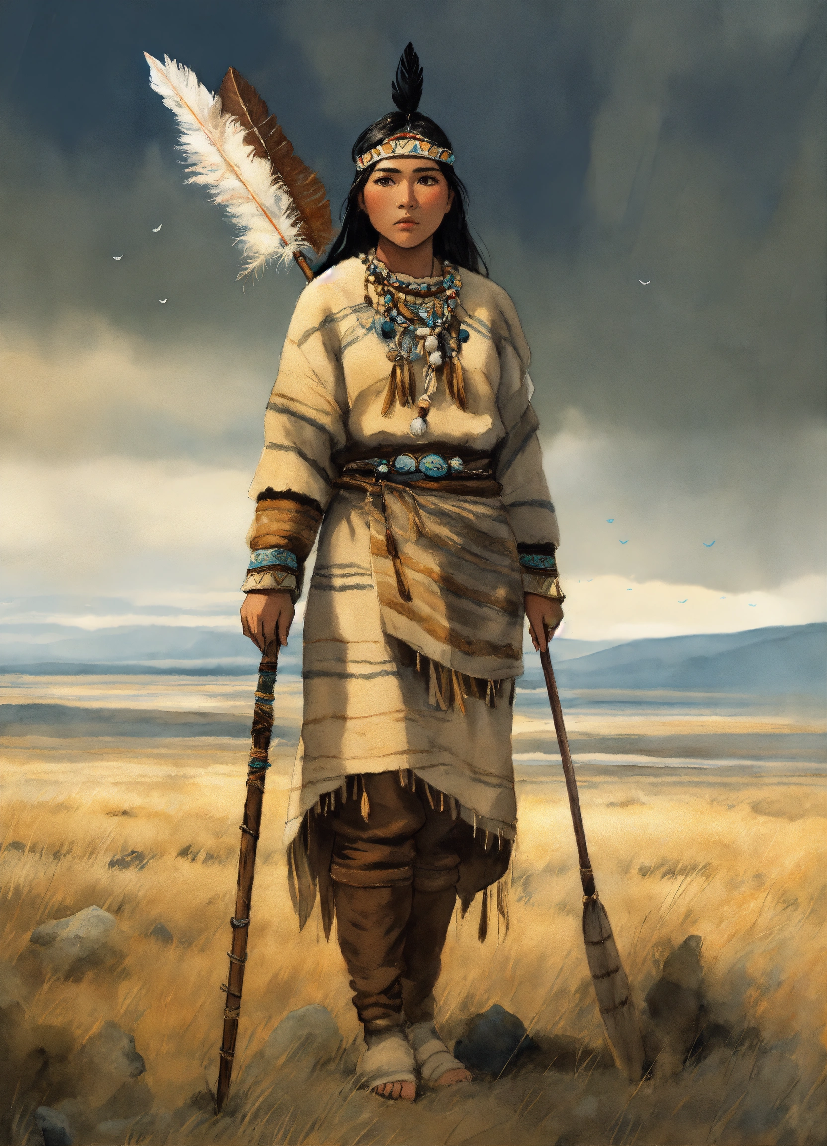 Lexica - Full body Illustration of an inuit woman, young, 18 years old ...