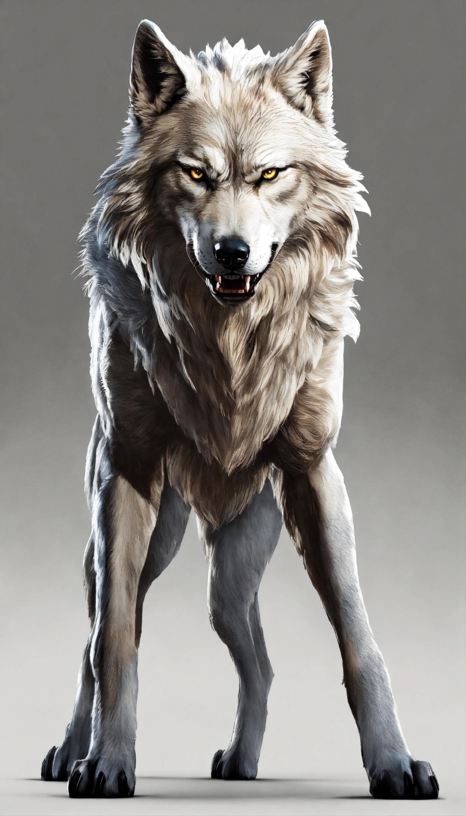 wolf snarling full body