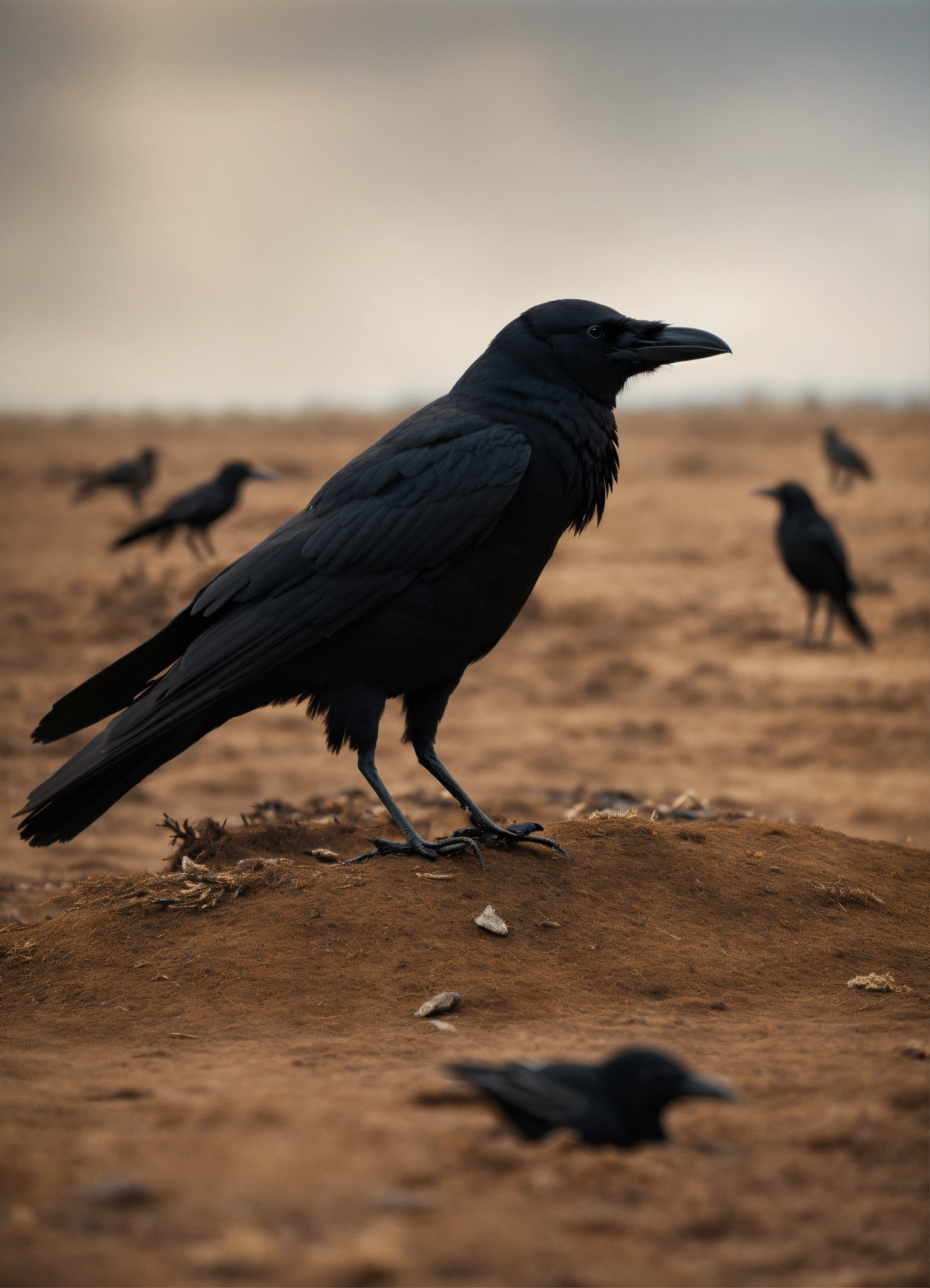 Lexica - A flock of crows sitting on dried land