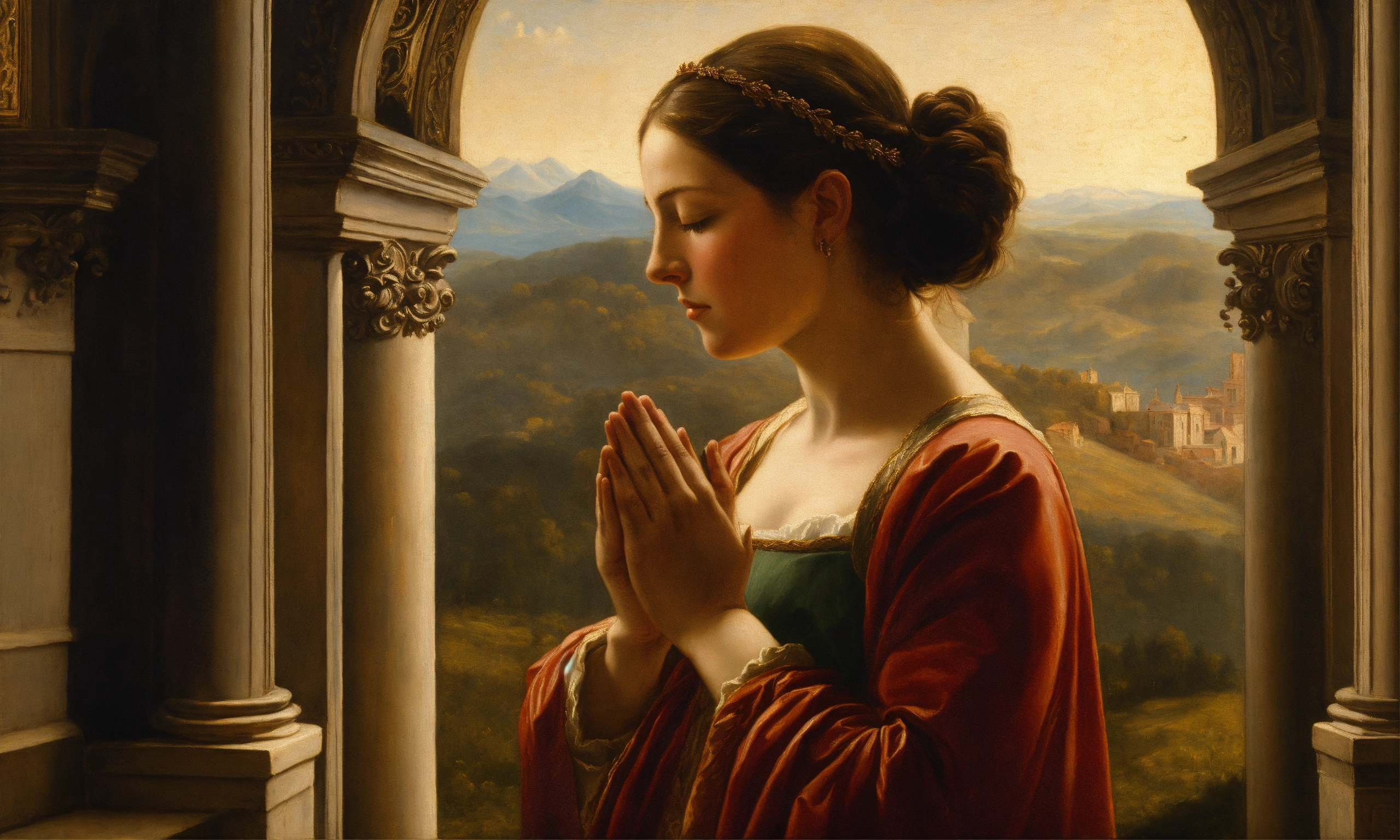 Lexica - Renaissance oil painting of a woman praying