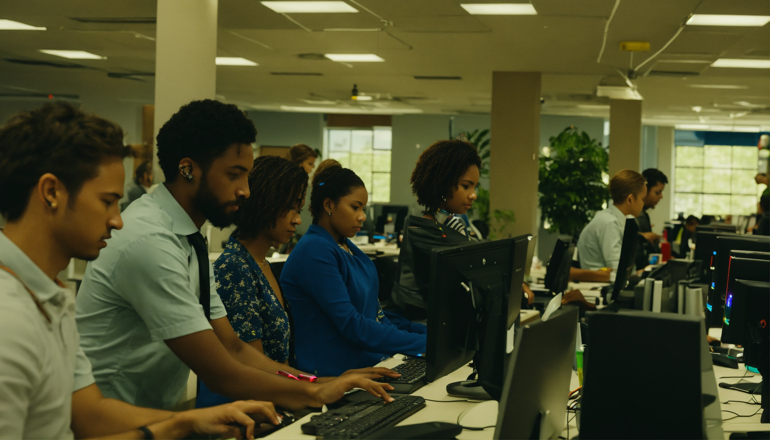 Lexica - Several people are typing on their computers in an office