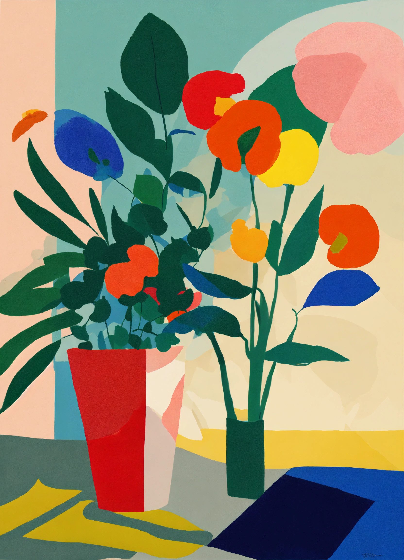 Lexica - An illustration painting with bright colors of Matisse on a ...