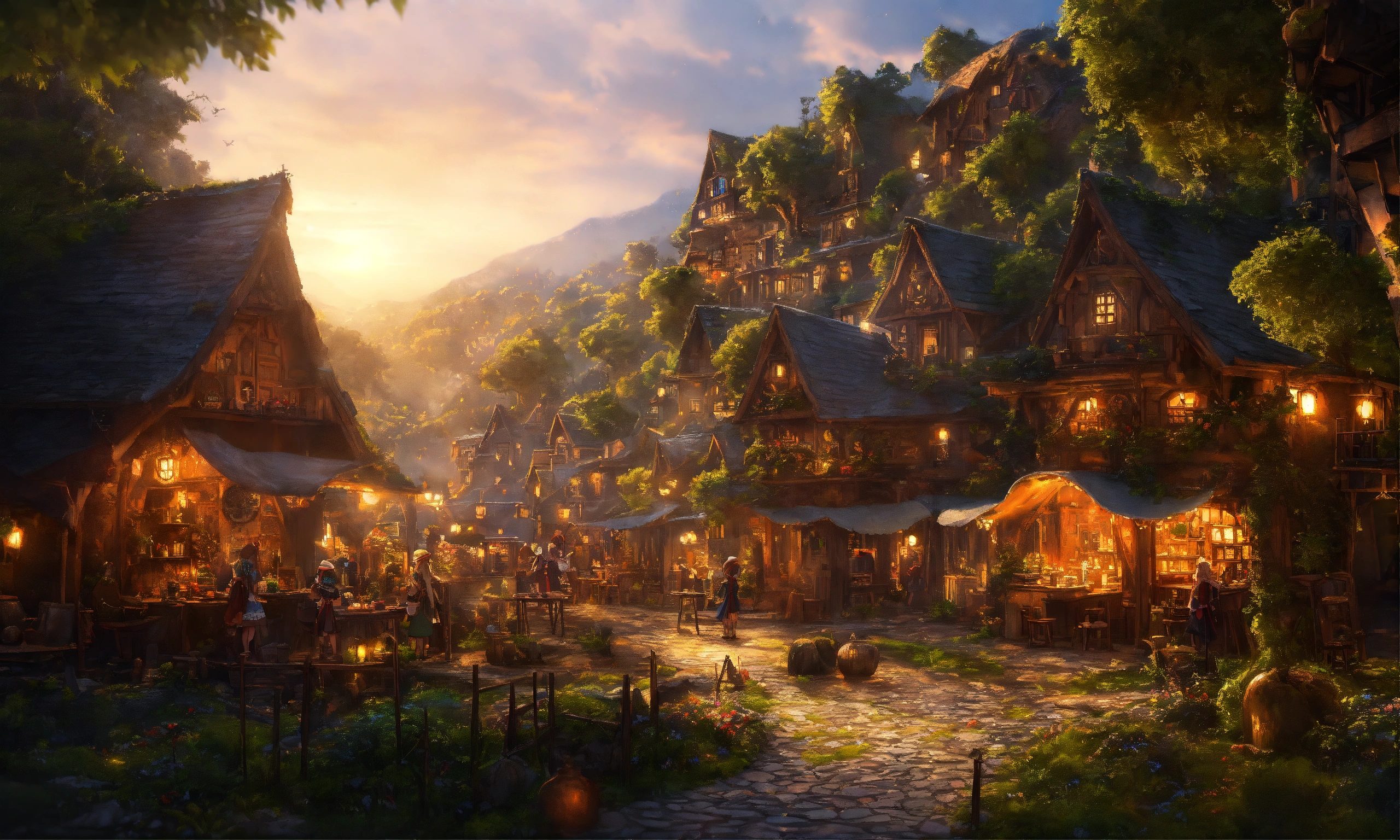 Lexica - Epic shot of ultra detailed and cozy elves city in the forest ...