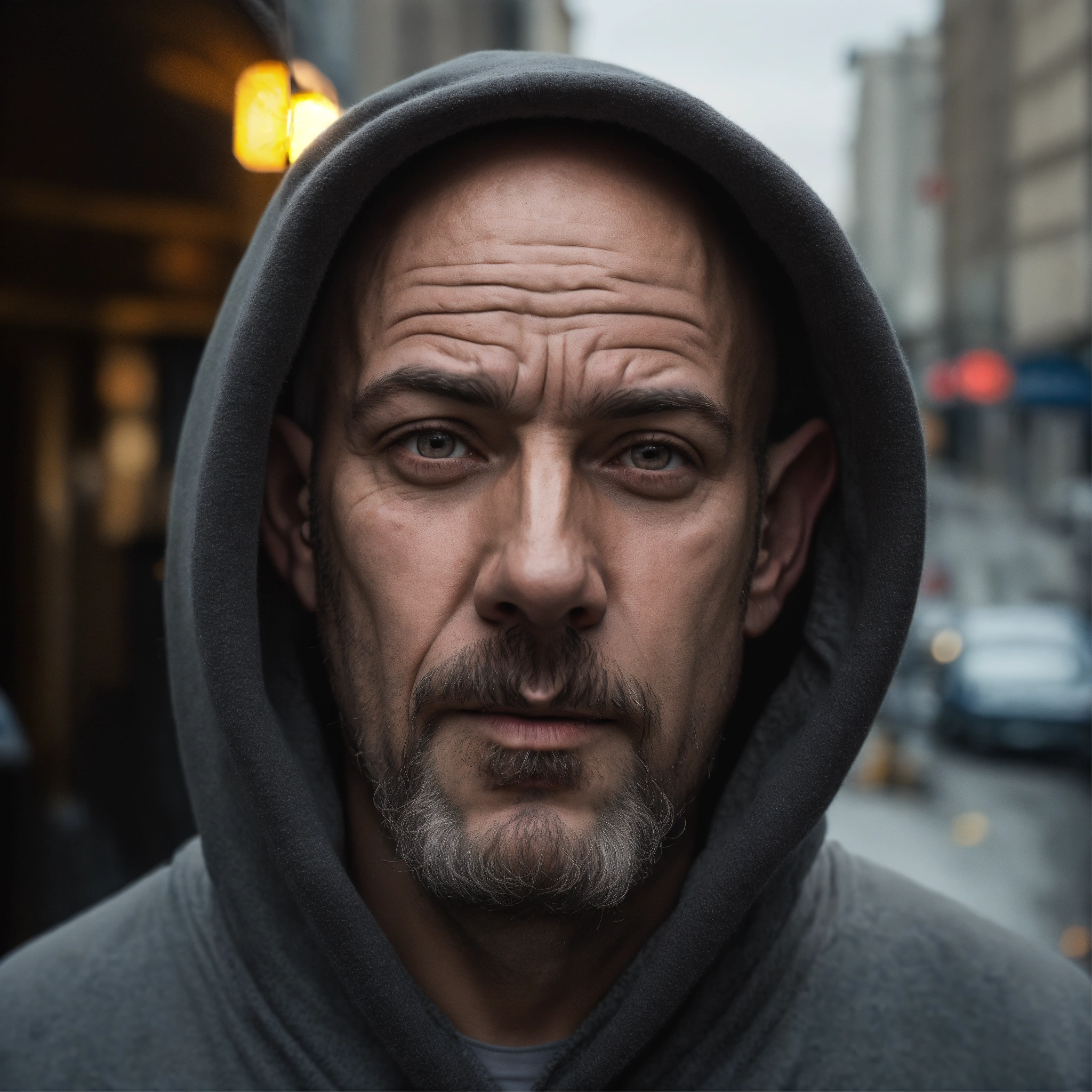 Lexica - A HOMELESS HUGE MAN WITH A HUGE LUMPY BALD HEAD, A TINY GOATEE ...