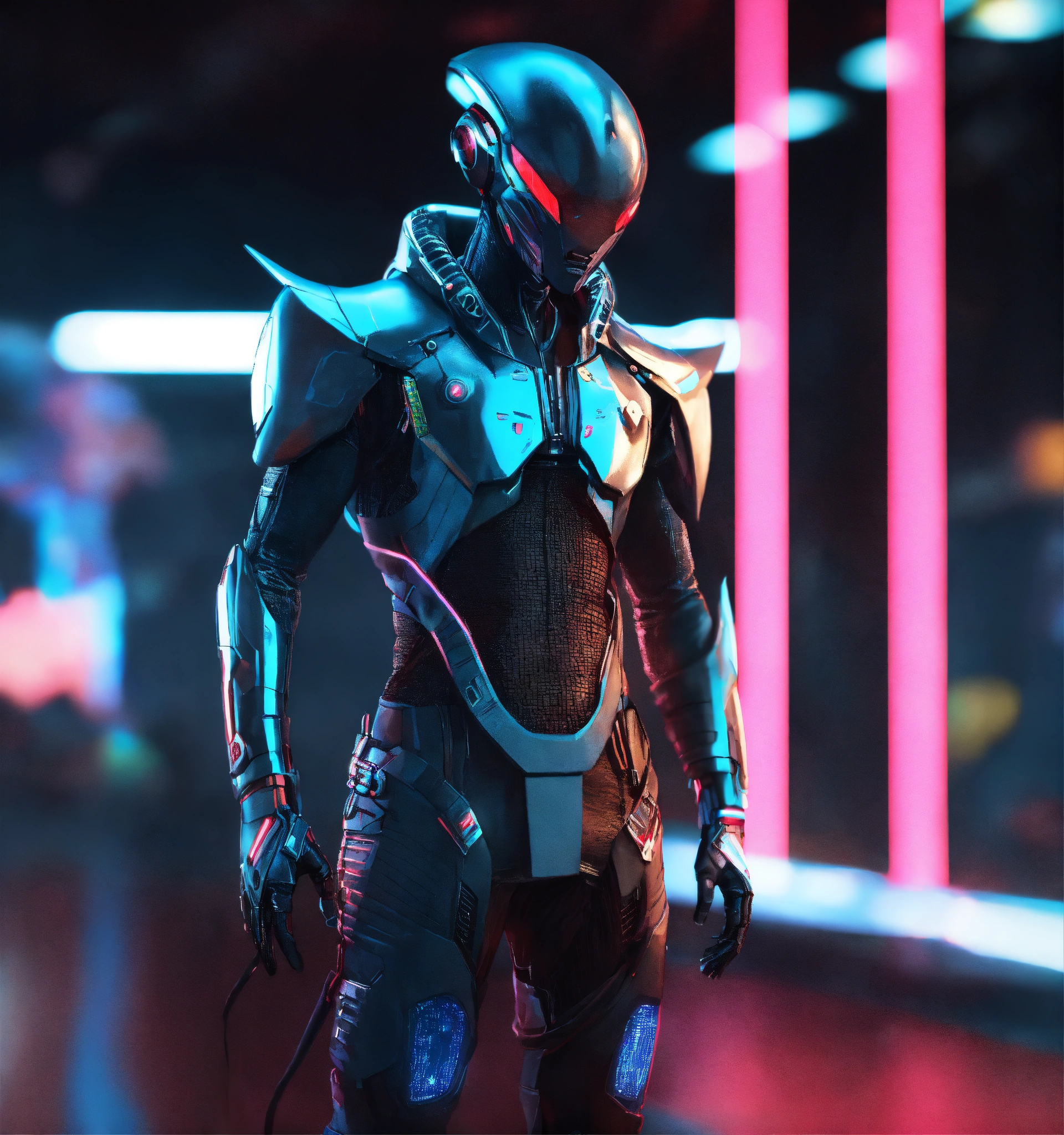 Lexica - Zoom out from an tough male alien android cool gangster ...
