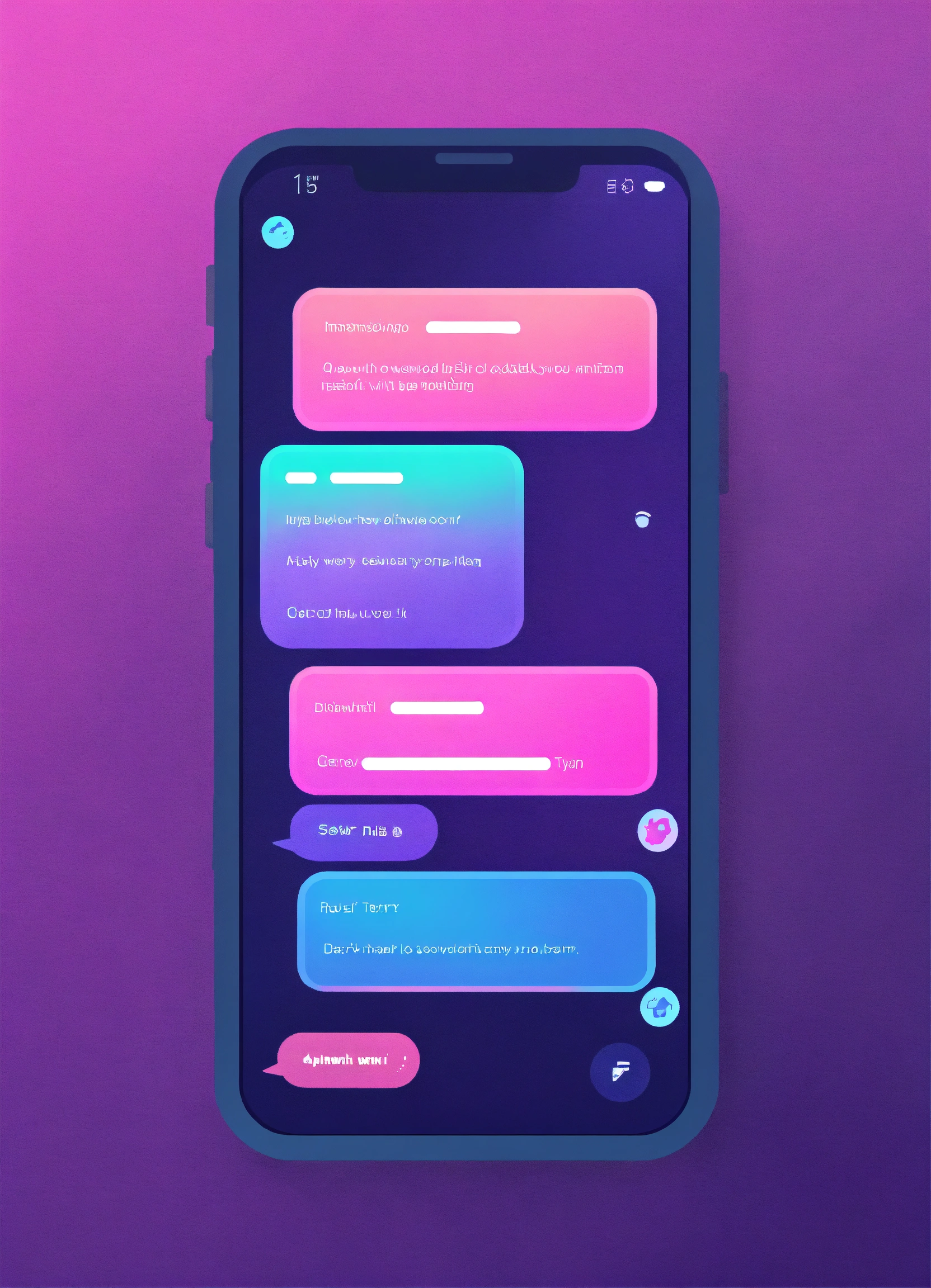 Lexica - UI UX, flat icon, phone with two chat bubbles on the screen ...