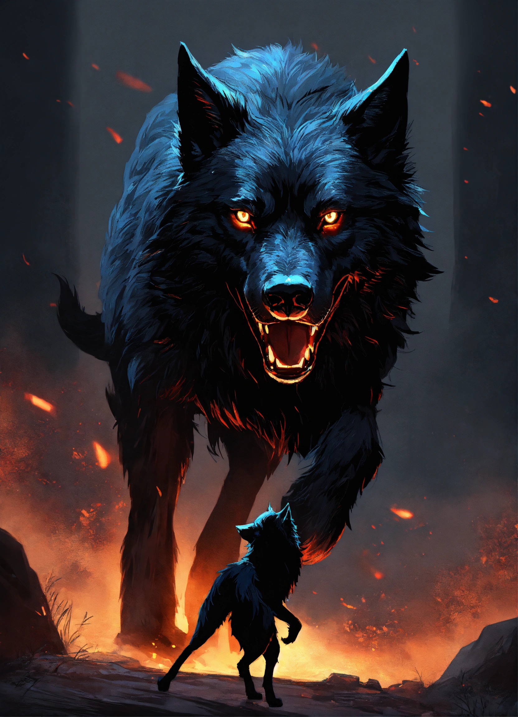 Lexica Pitch black dire wolf