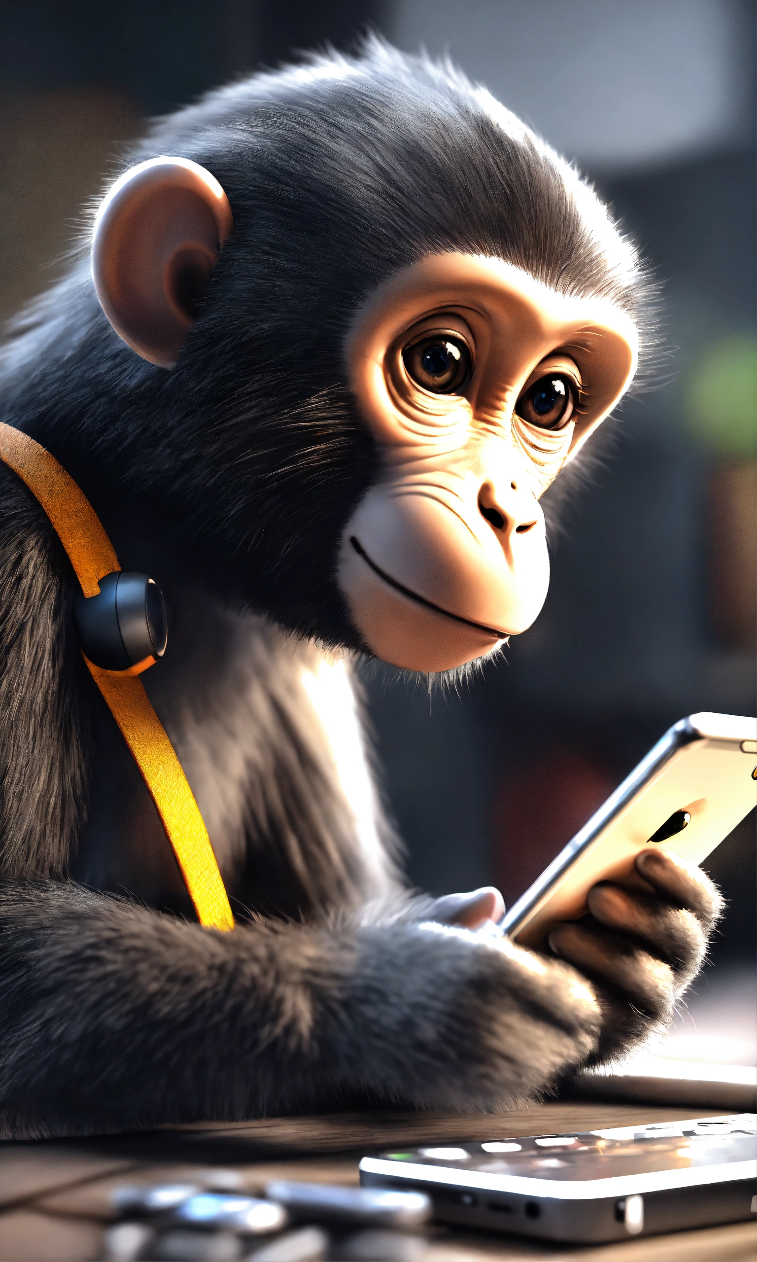 Lexica - A cute monkey using a smartphone, doing math, stunning unreal ...