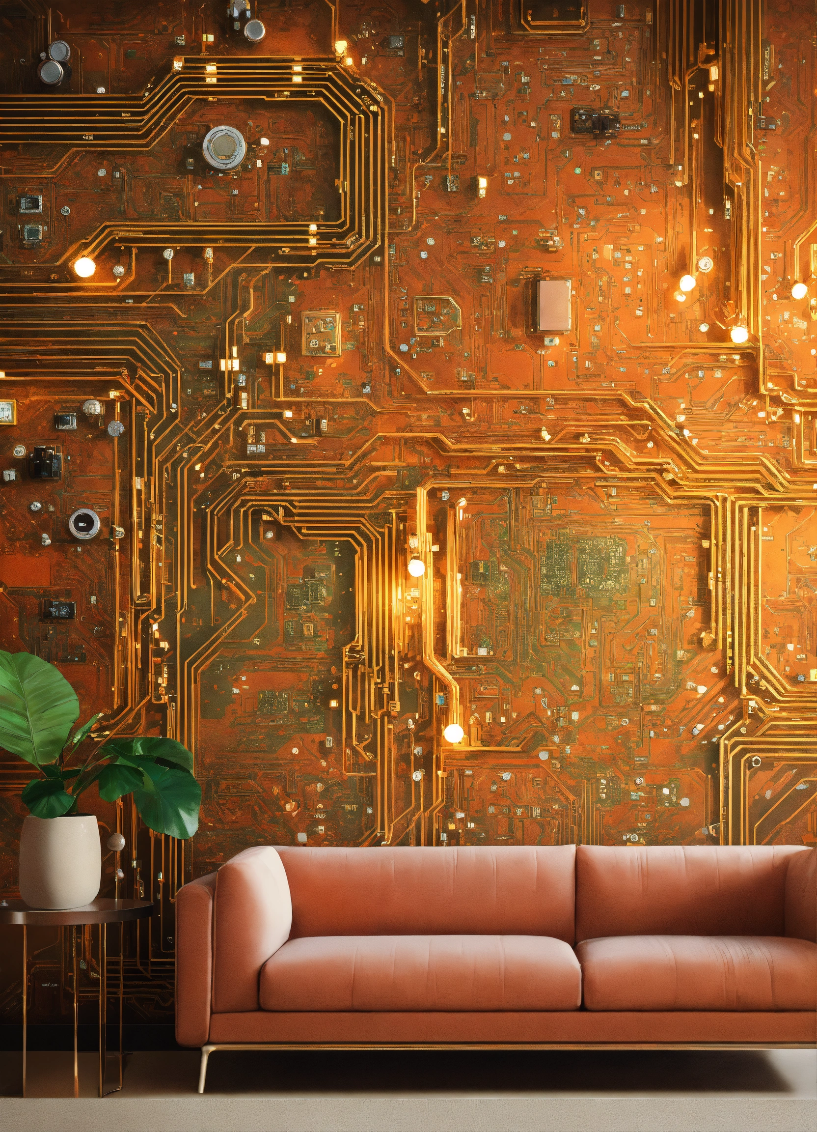 Lexica - Imagine a modern and technology-inspired living room with a ...
