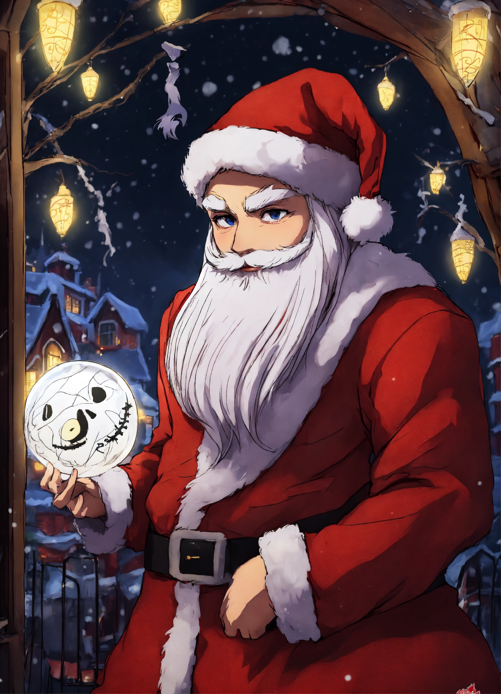 Lexica - Santa Claus from the Nightmare Before Christmas anime style, anime