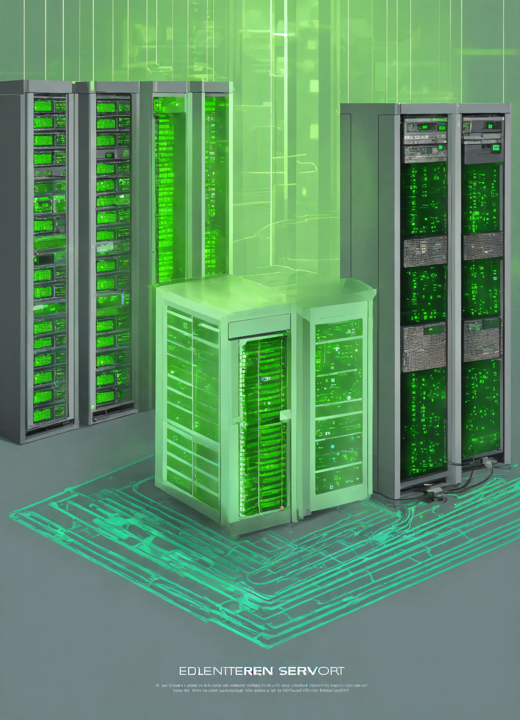 Lexica - IT pop style 2D poster datacenter network servers loading ...