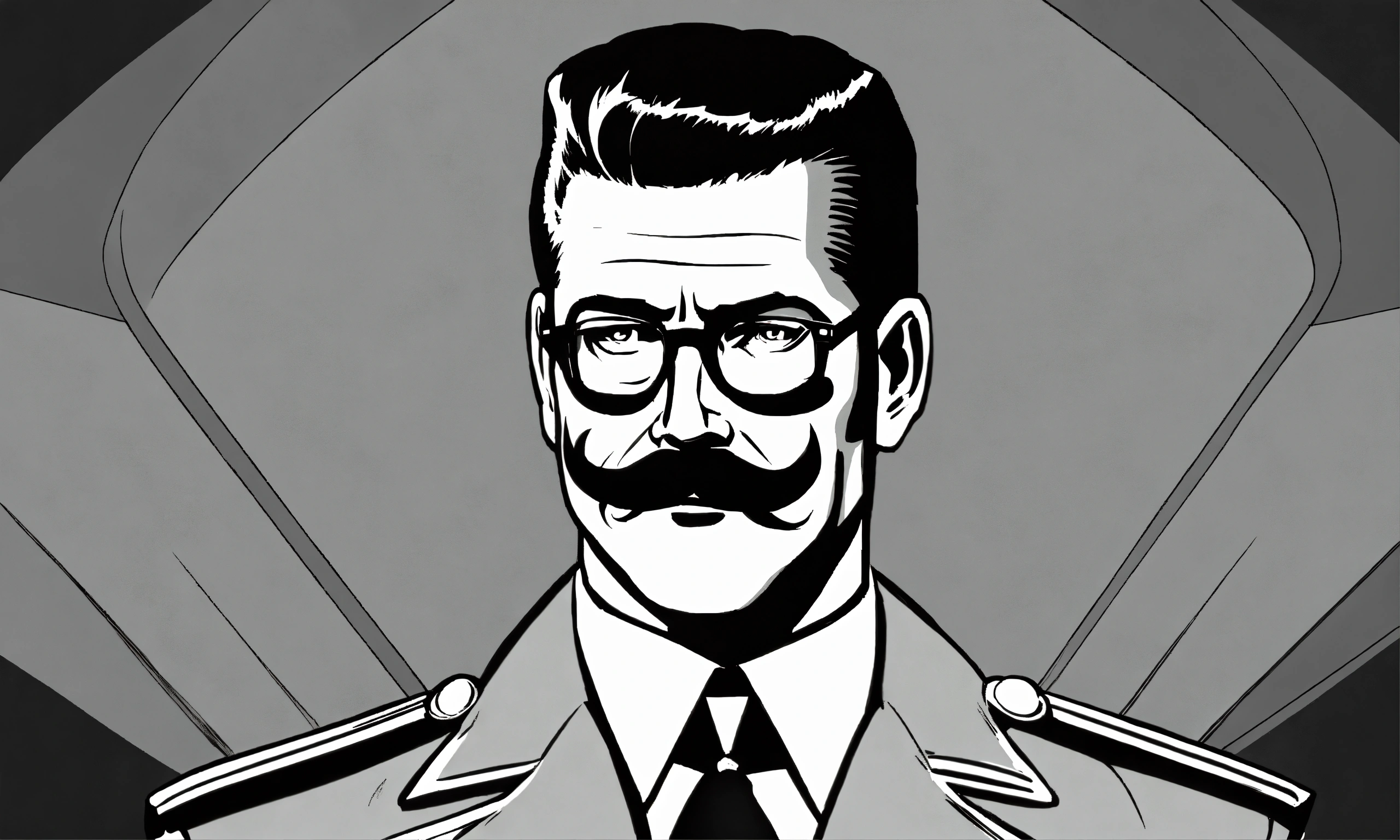 Lexica - Commander in chief with glasses and mustache, retro comic ...