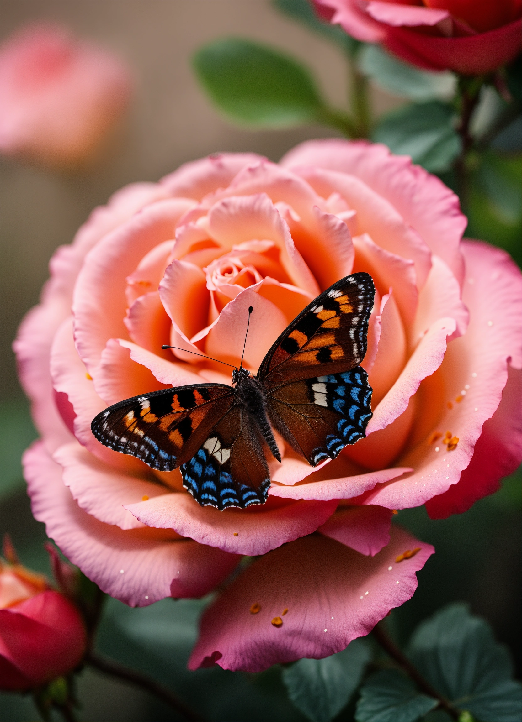 Lexica - Rose with butterfly, elegant, luxury, clean, smooth, elegant ...